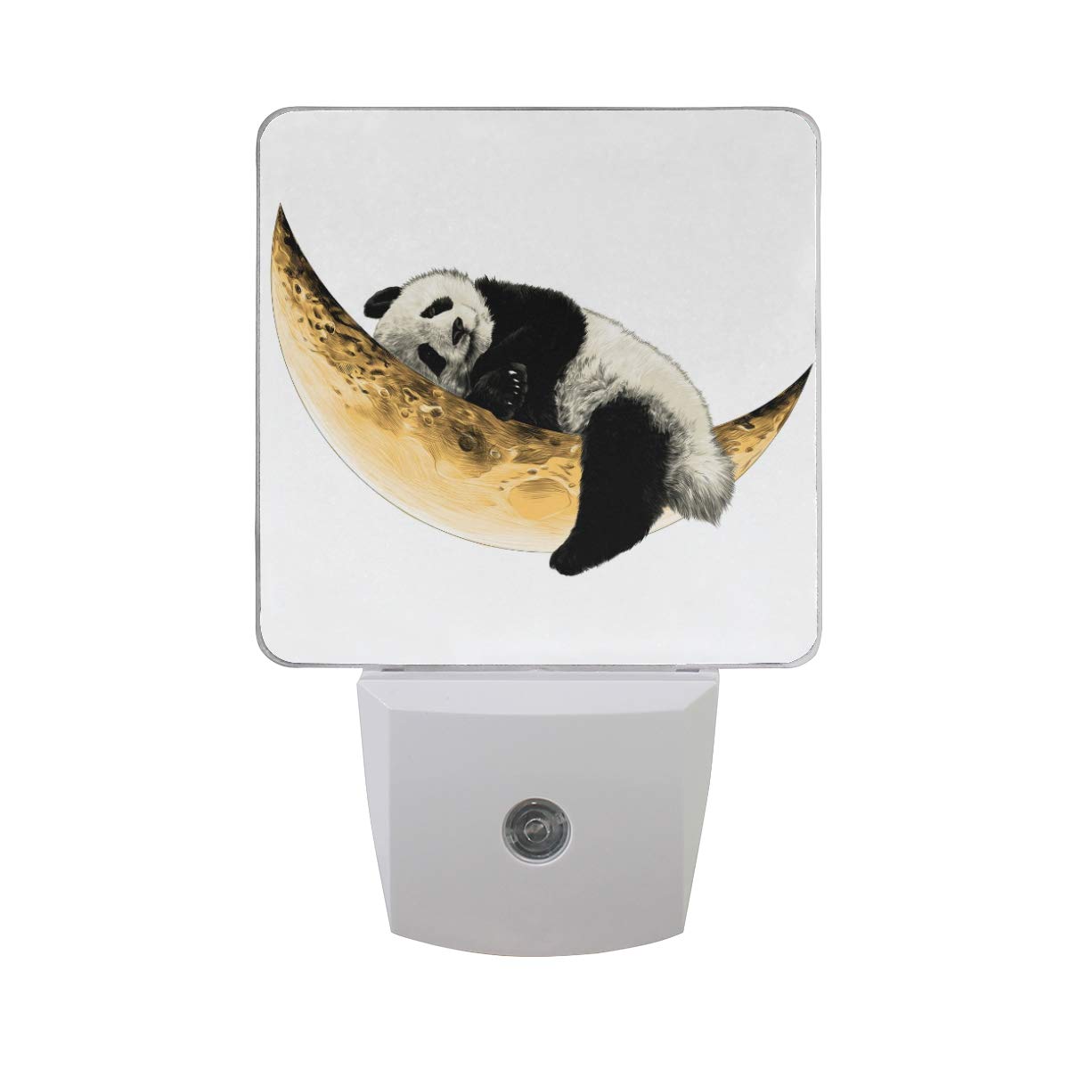 Vikko 2 Pack Cute Panda LED Night Light with Dusk to Dawn Sensor - Golden Moon Plug-in Lamp for Kids & Adults - Perfect for Bedroom, Nursery, Living Room, Hallway Decor - Creates Soothing Ambiance for Sleep and Relaxation