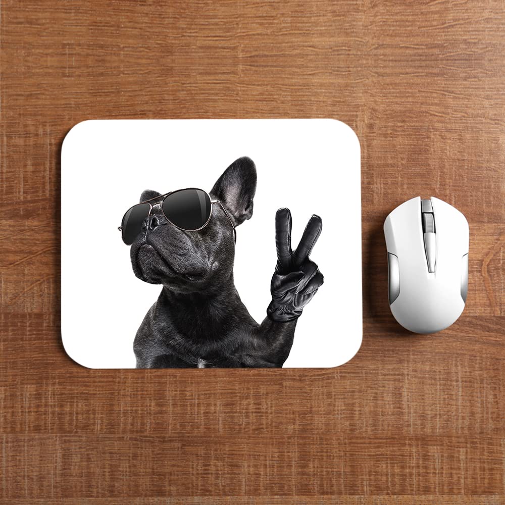 French Bulldog Square Mouse Pad - 9.5x7.9 Inch Non-Slip Desk Mat for Office & Gaming | Cute Puppy Design Computer Accessory | Perfect for Workstations, Home Office & PC Gaming Setups