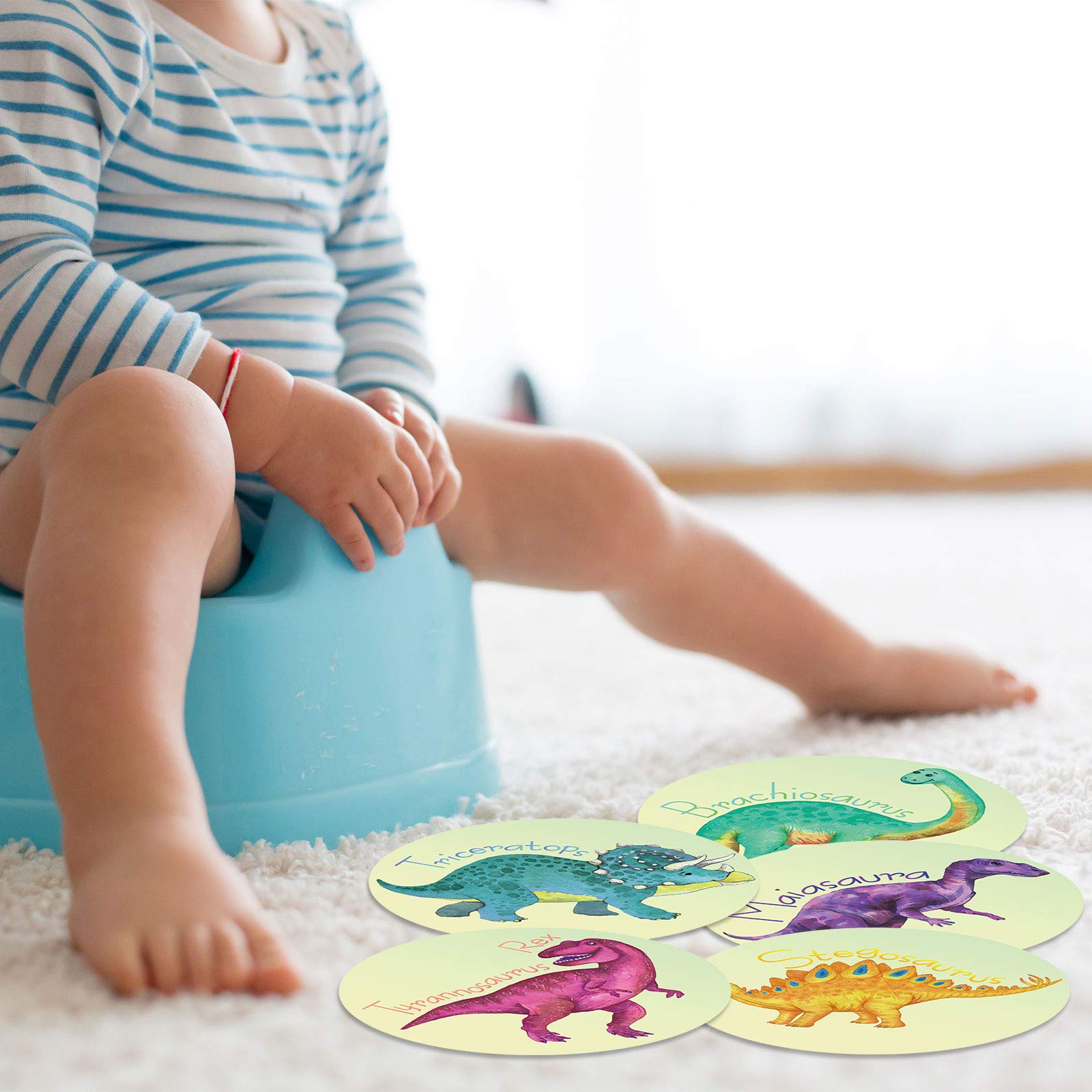 Zonon 10-Pack Reusable Dinosaur Potty Training Stickers - Color Changing Toilet Targets for Boys & Girls | Fun Bathroom Reward System for Toddler Potty Learning | Ideal for Daycare, Home Use & Preschool Toilet Training