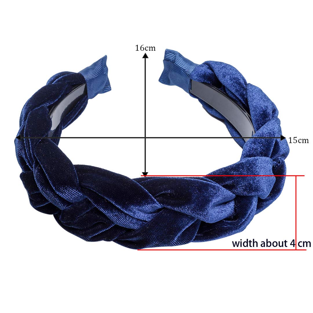 Korean Fashion Solid Velvet Fabric Braid Headband with Teeth - Women's Hair Accessories for Girls, Wide Hair Hoop for Twists & Styling - Perfect for Parties, Weddings and Everyday Wear