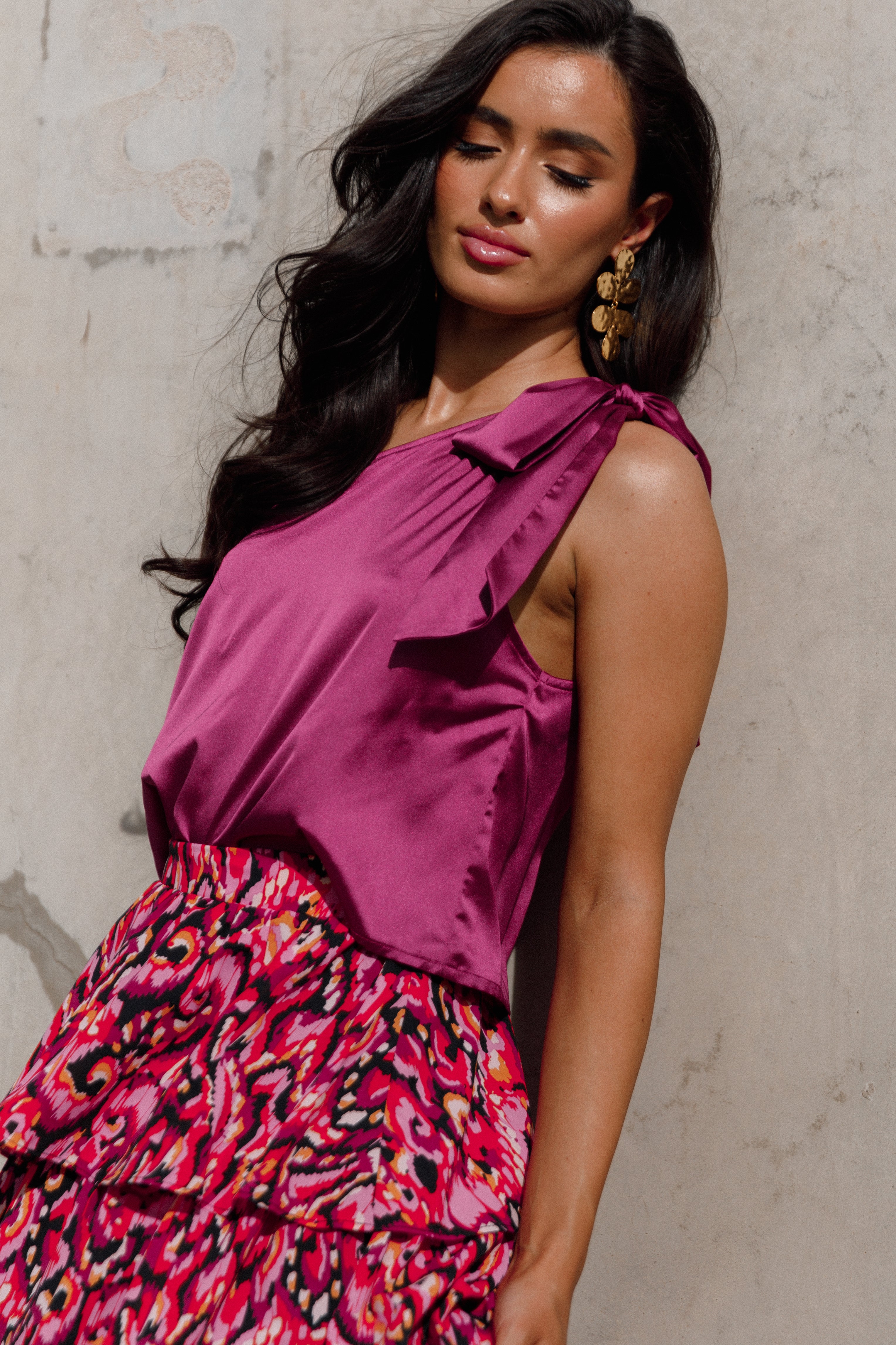 Audrey One Shoulder Top for Women - Elegant Berry Blouse for Party & Date Night | Casual & Formal Wear