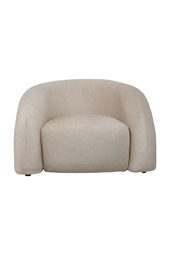 Ergonomic Curved Cream Snug Armchair - Modern Comfortable Lounge Chair for Living Room, Bedroom & Office - Perfect for Relaxing, Reading & Small Space Decor