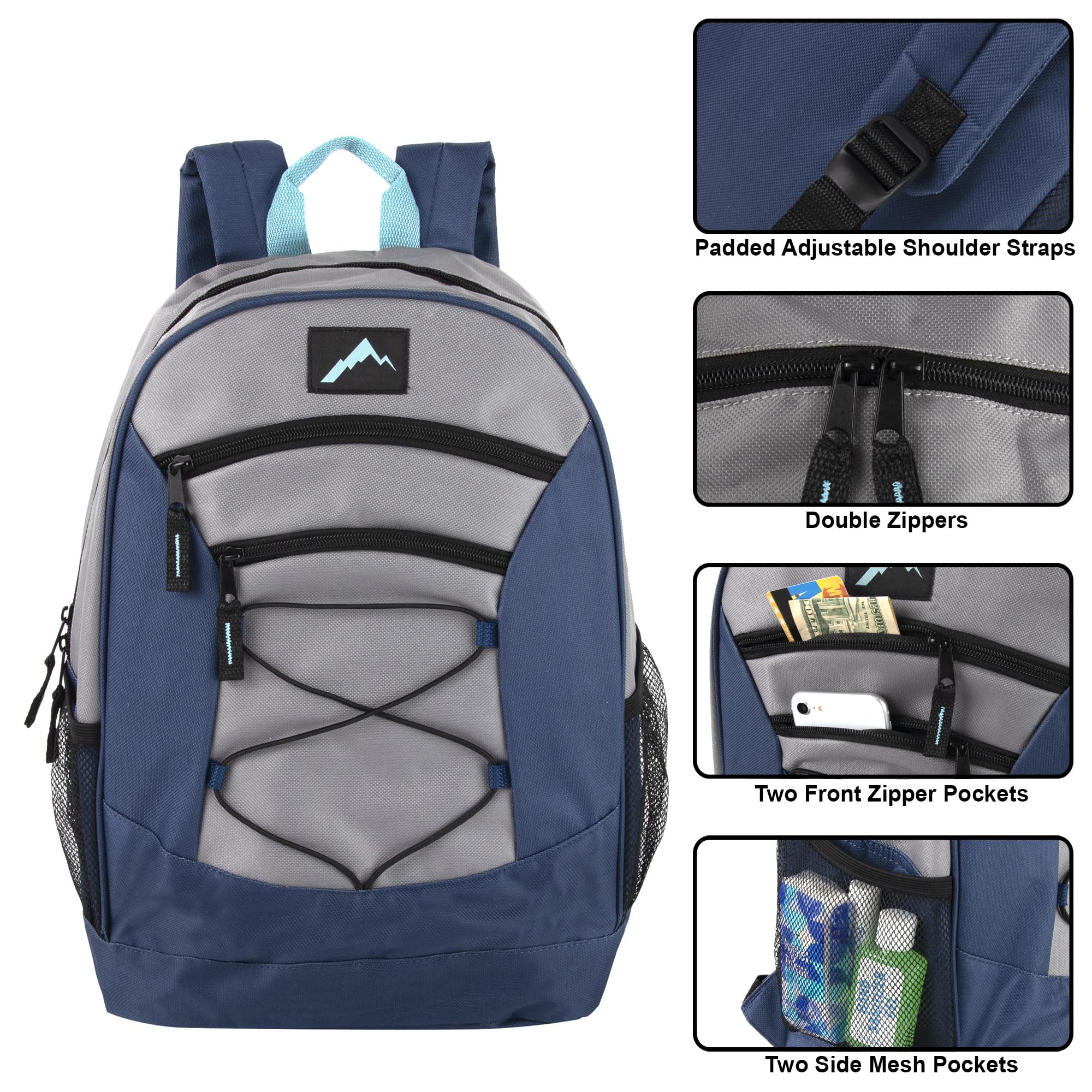 24 Pack Trail Maker 18 Inch Bulk Backpacks with School Supplies for Boys & Girls - Durable School Backpacks for Classroom, Field Trips & Outdoor Adventures (Boys Pack)