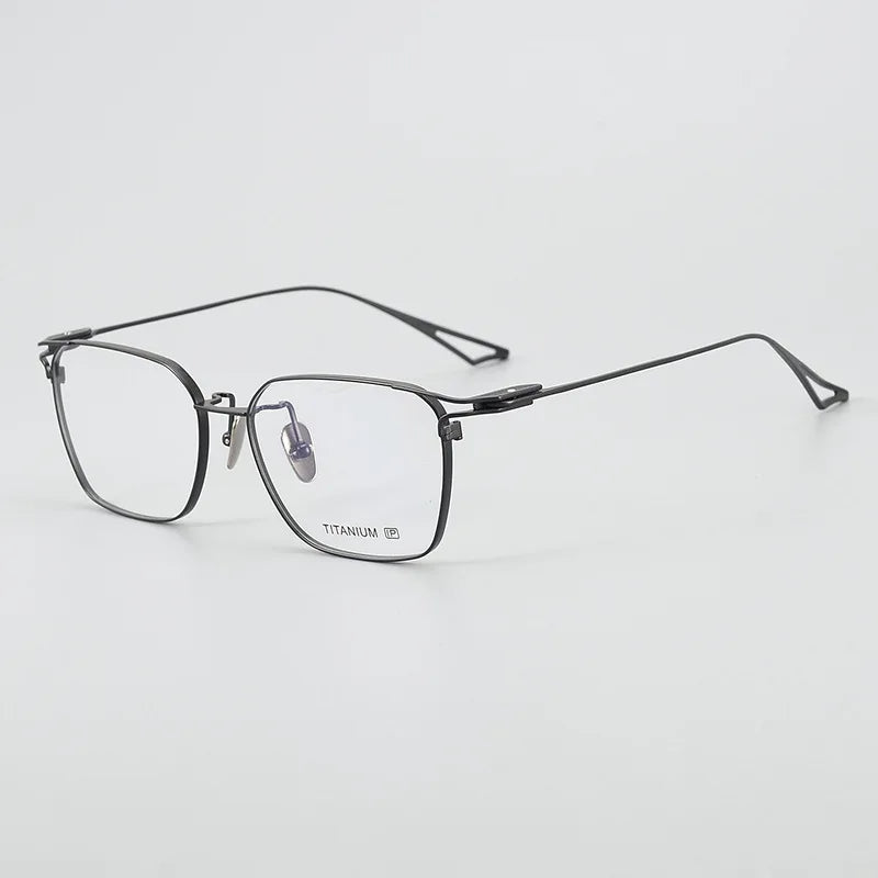 Unisex Black Titanium Square Full Rim Eyeglasses 9497 - Stylish & Durable for Work, Reading & Everyday Wear