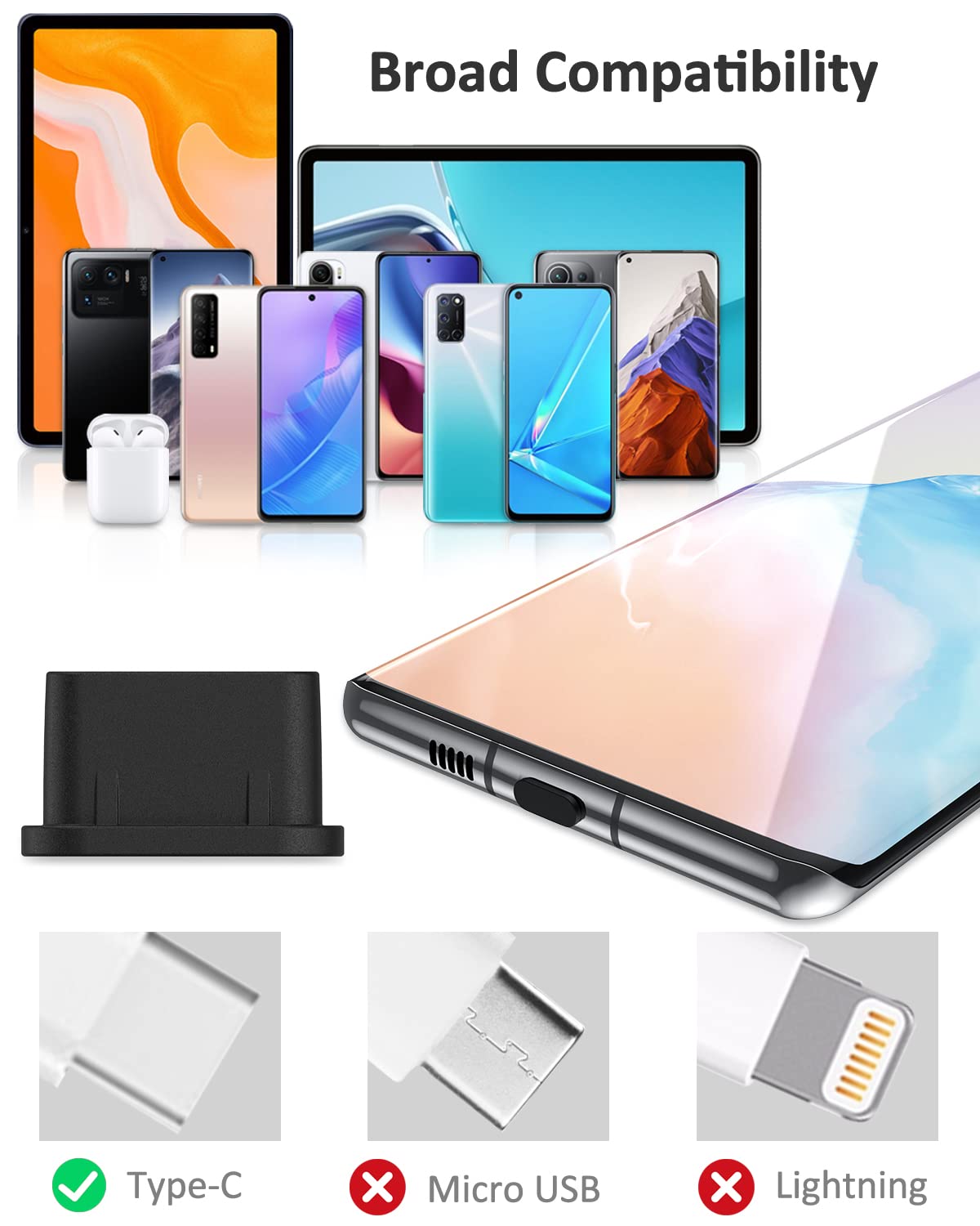 20Pcs USB C Dust Plugs, Soft Silicone Anti-Dust Port Covers with Portable Storage Case - Compatible with iPhone 15/16 Pro Max, Samsung Galaxy, Google Pixel - Perfect for Travel, Office & Device Protection