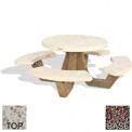 Bohlmann 42 Inch Round Concrete Picnic Table with White Top & Red Quartzite Legs - Outdoor Dining, Patio, Garden, Park, and Backyard Furniture for Family Gatherings