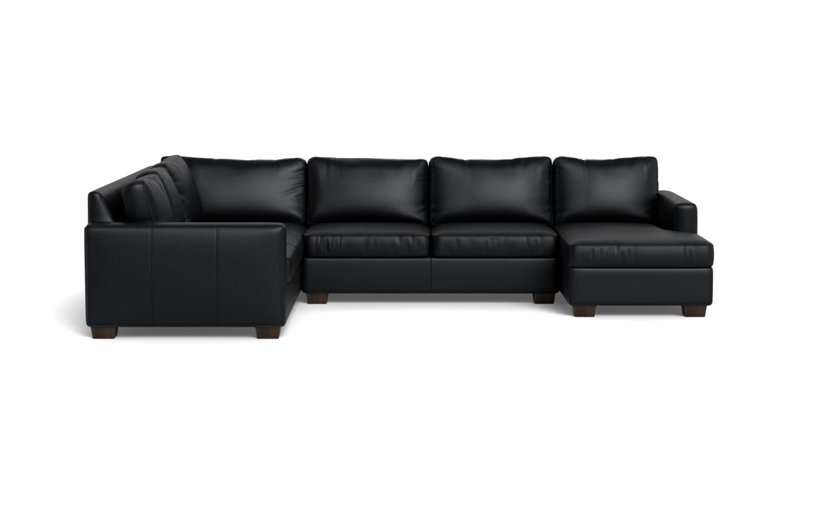 Track 141 Genuine Leather Corner Sectional Sofa with Full Sleeper & Right Chaise - Modern Living Room Furniture for Home Theater & Family Gatherings