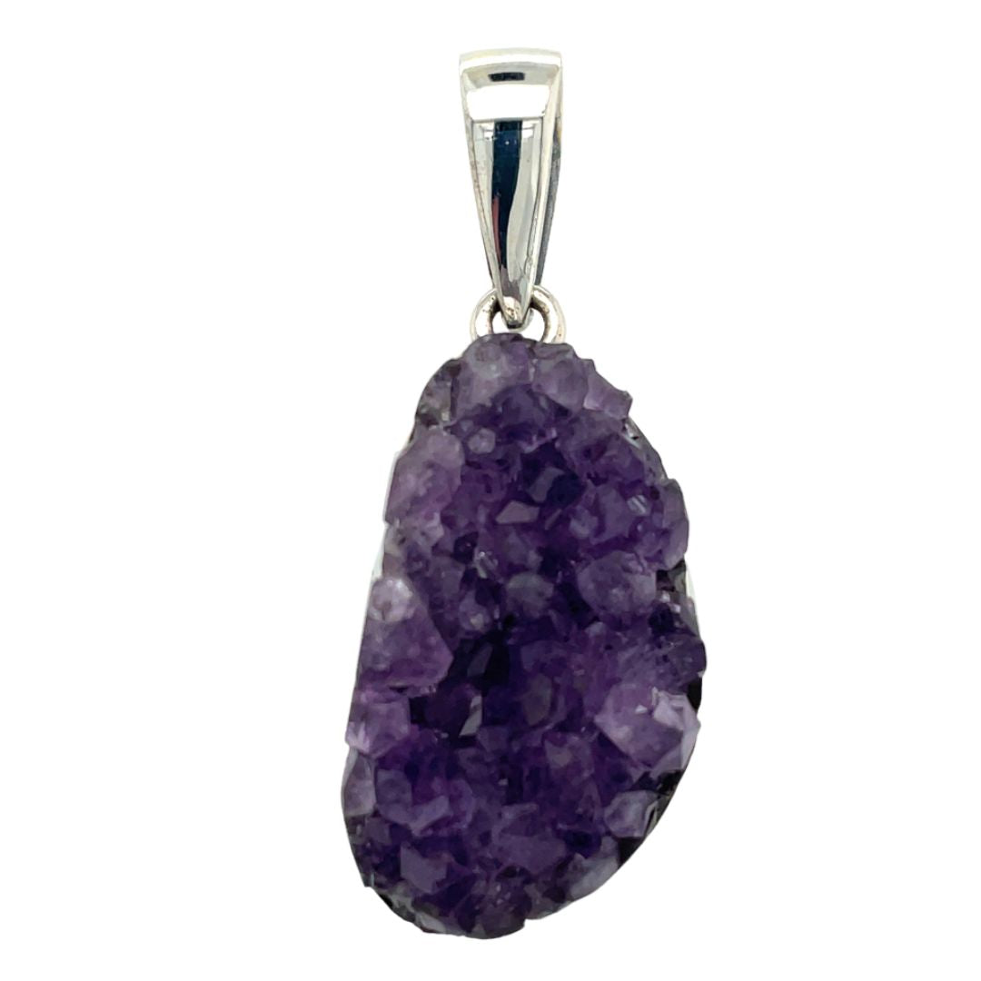 Handmade Amethyst Druzy Sterling Silver Pendant Necklace – Elegant Jewelry for Women, Perfect for Gifts, Parties & Everyday Wear
