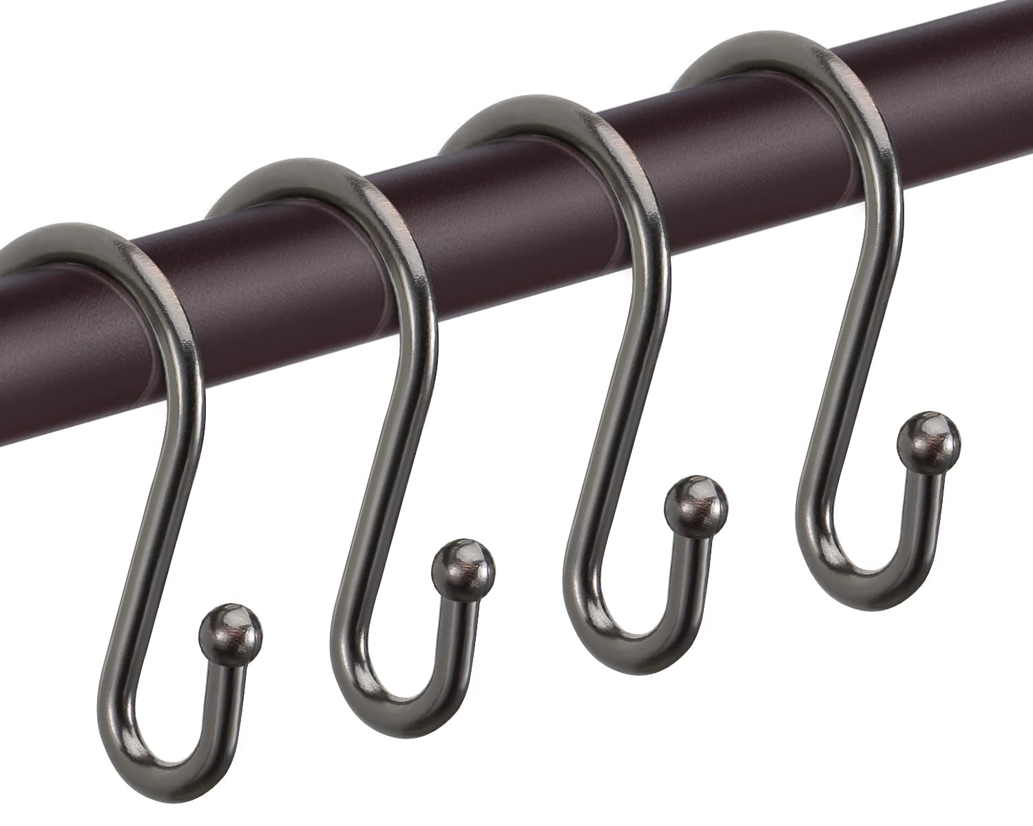 12 Pack Bronze Shower Curtain Hooks - Rust Proof S-Shaped Shower Rings for Bathroom Curtains, Towels & Clothing | Oil Rubbed Decorative Hangers by CHICTIE | Perfect for Modern Bathrooms, Spa Decor & Home Organization