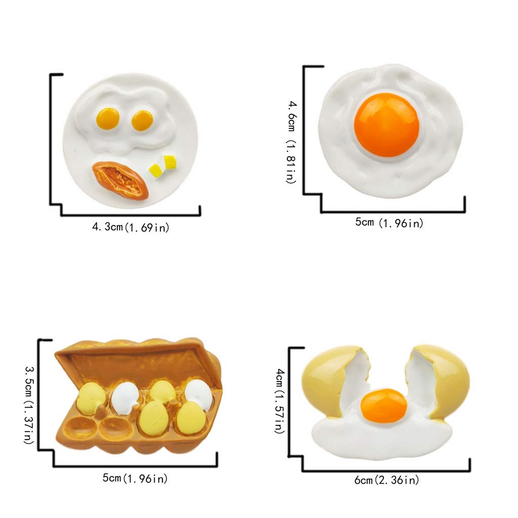 8-Piece 3D Resin Refrigerator Magnets Set - Breakfast Egg Series, Cute Kitchen Decor, Fridge Magnetic Stickers for Photos & Notes, Perfect for Home, Office & Dorm Room Organization