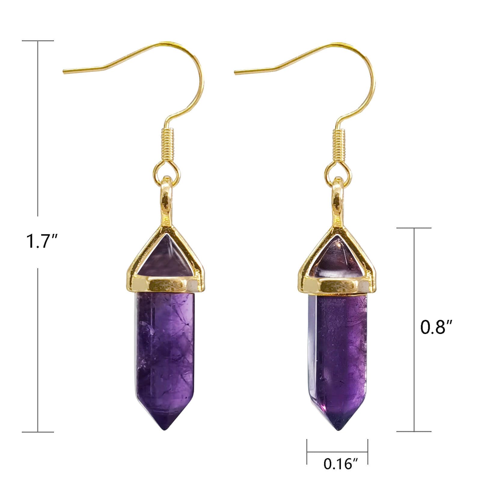 Natural Rose Quartz Earrings for Women - Unique Healing Crystal Dangle Drop Earrings with Gold Hexagonal Points & Stainless Steel Fish Hook | Reiki Gemstone Jewelry for Meditation, Yoga & Spiritual Healing