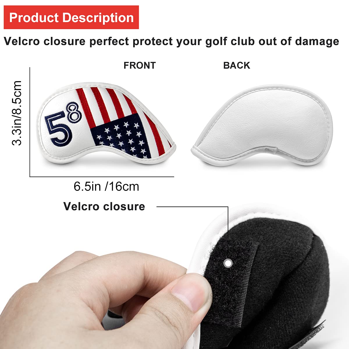 Premium Golf Iron Head Covers Set - USA Flag Design for PXG0311 Irons & Wedges | Protective Club Covers for Driving Range, Course Play & Travel Storage