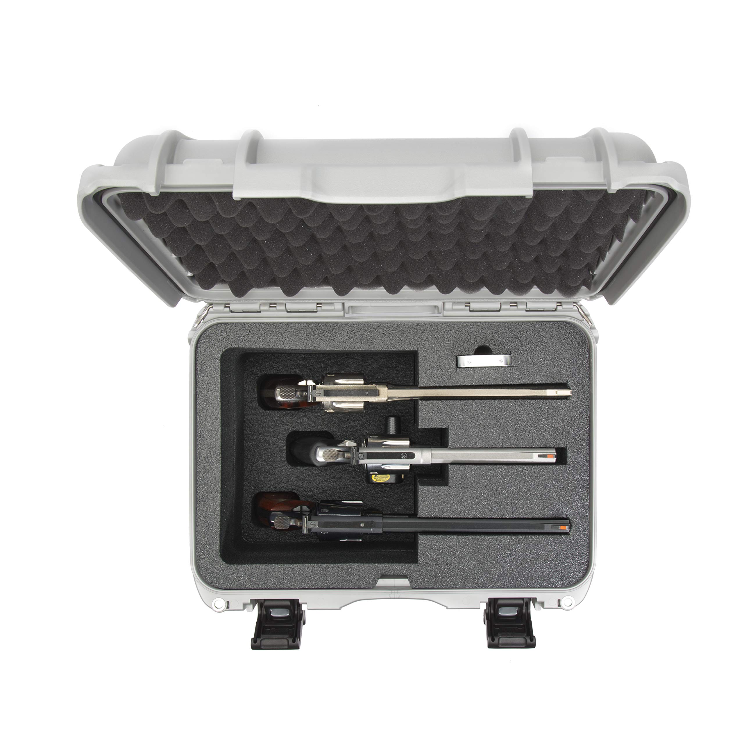 Nanuk 918 Waterproof Hard Pistol Case for Revolvers - Custom 3UP Foam Insert, Silver | Protective Gun Storage for Travel, Hunting & Range Shooting