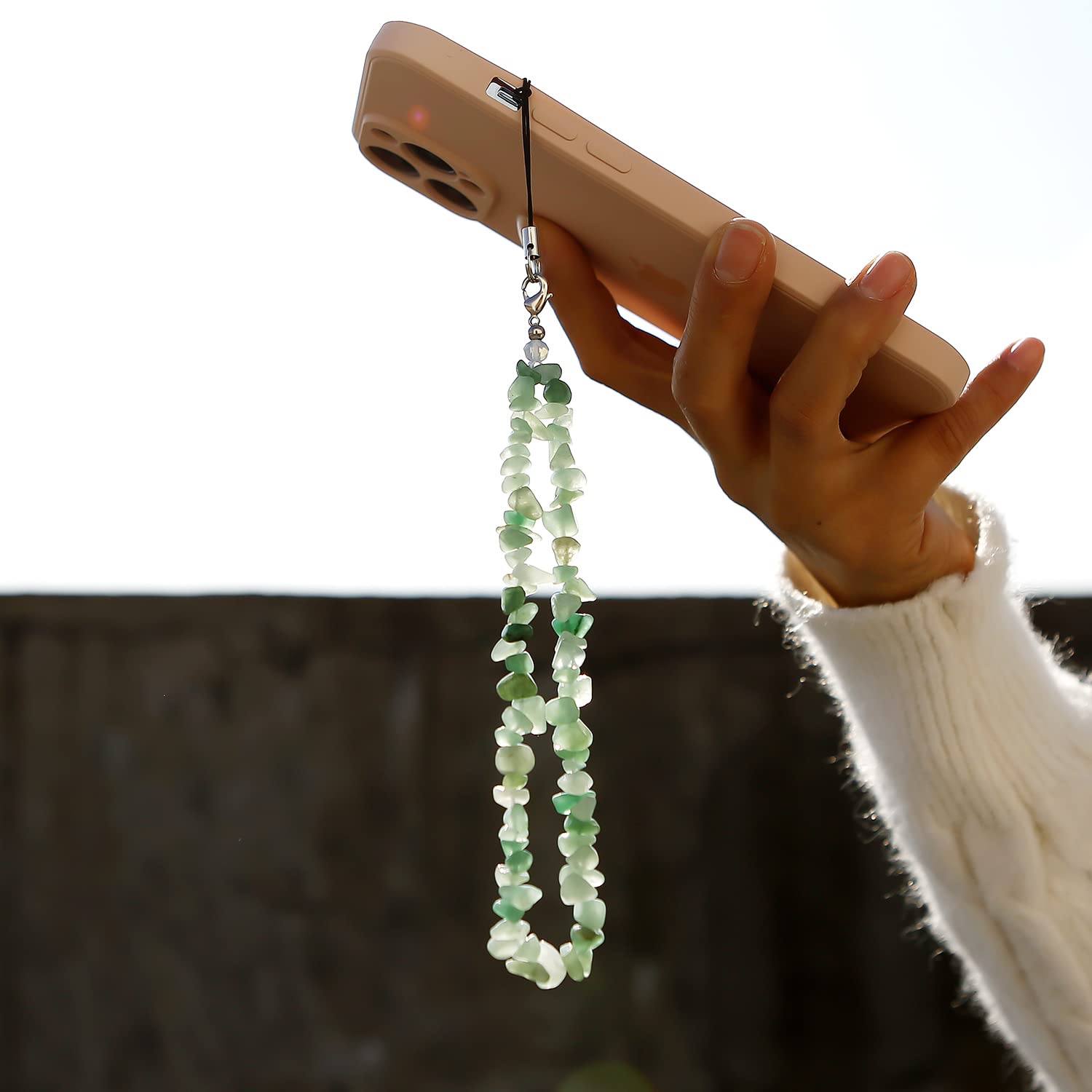 Gemstone Phone Lanyard & Wrist Strap for Women - Natural Charm for Phone & AirPods - Perfect Gift for Girls