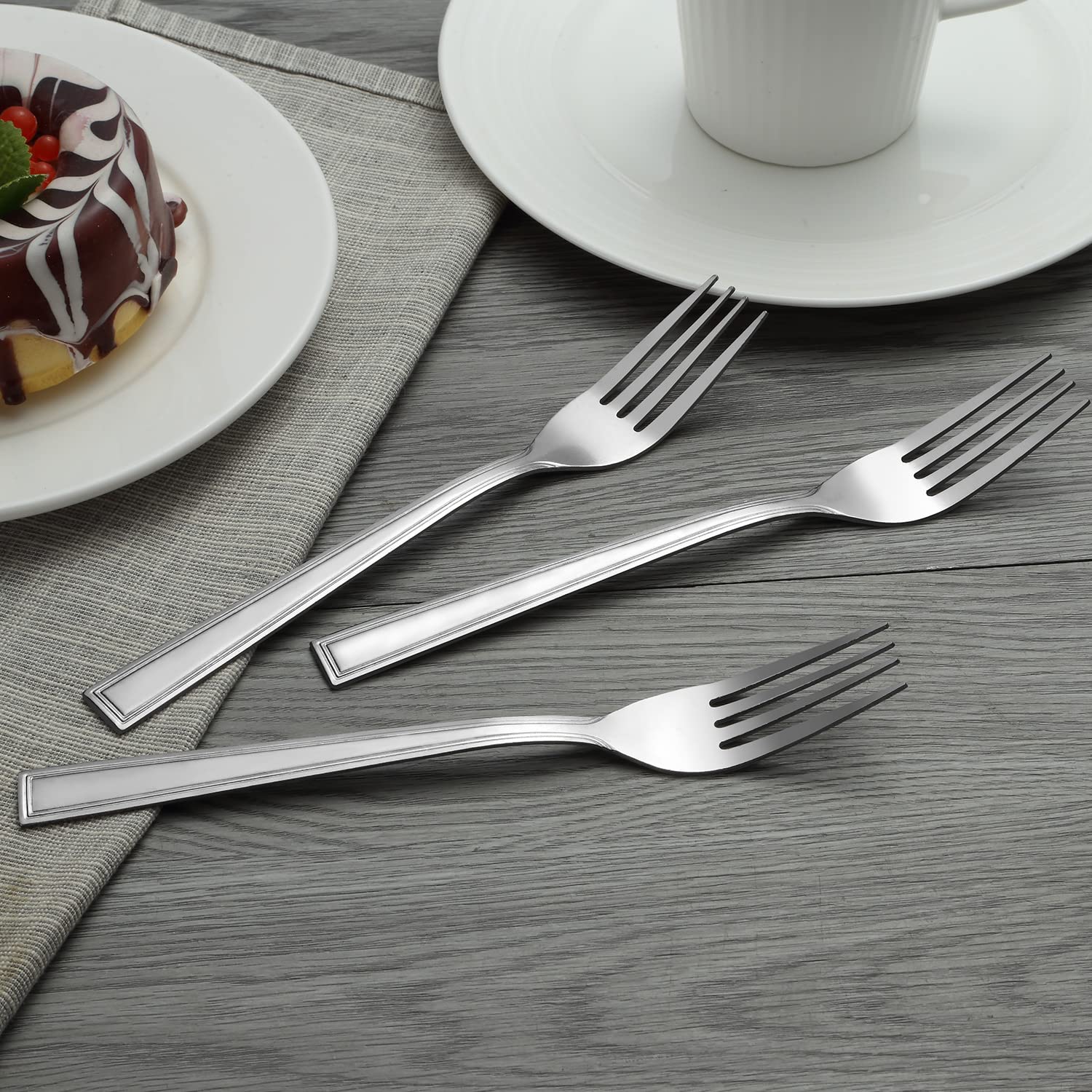 Hunnycook 24-Piece Stainless Steel Dinner Forks Set (7.76 Inch) - Mirror Polished Cutlery for Home, Kitchen, Restaurant & Hotel - Dishwasher Safe - Perfect for Fine Dining, Catering & Dinner Parties