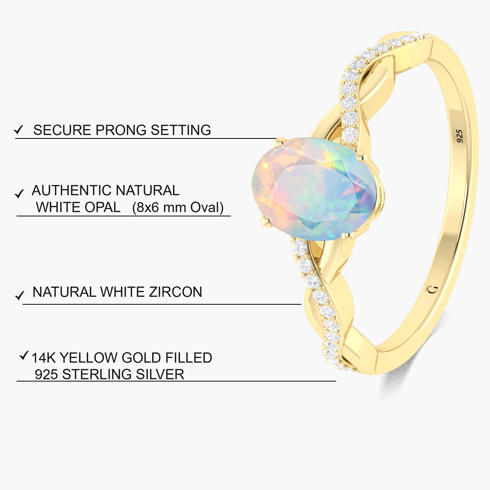 14K Gold Ethiopian White Fire Opal Wedding Ring for Women - Elegant Bridal Jewelry, Engagement Gift, Anniversary Present