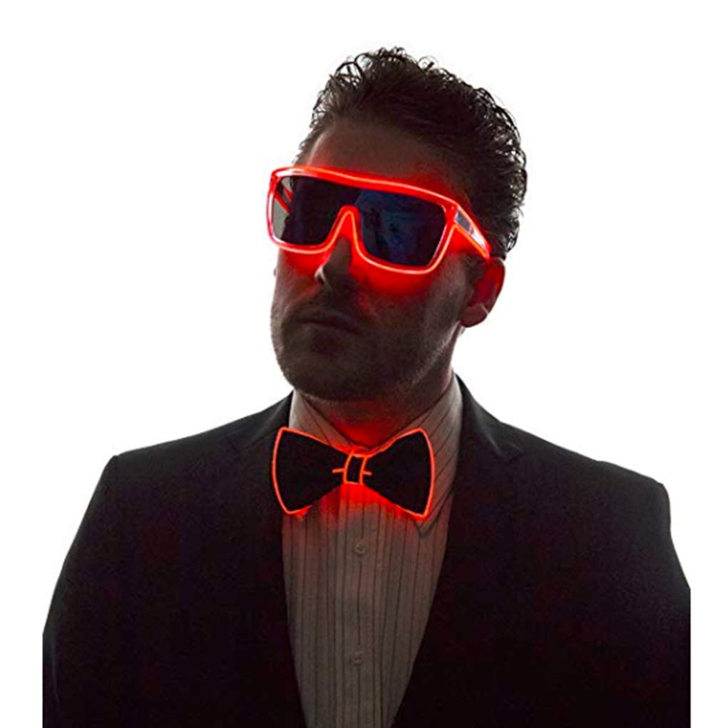 LED Light Up Bow Tie - Glowing Adjustable EL Wire Bowtie for Men & Women - Perfect for Parties, Raves, Concerts, and Cosplay