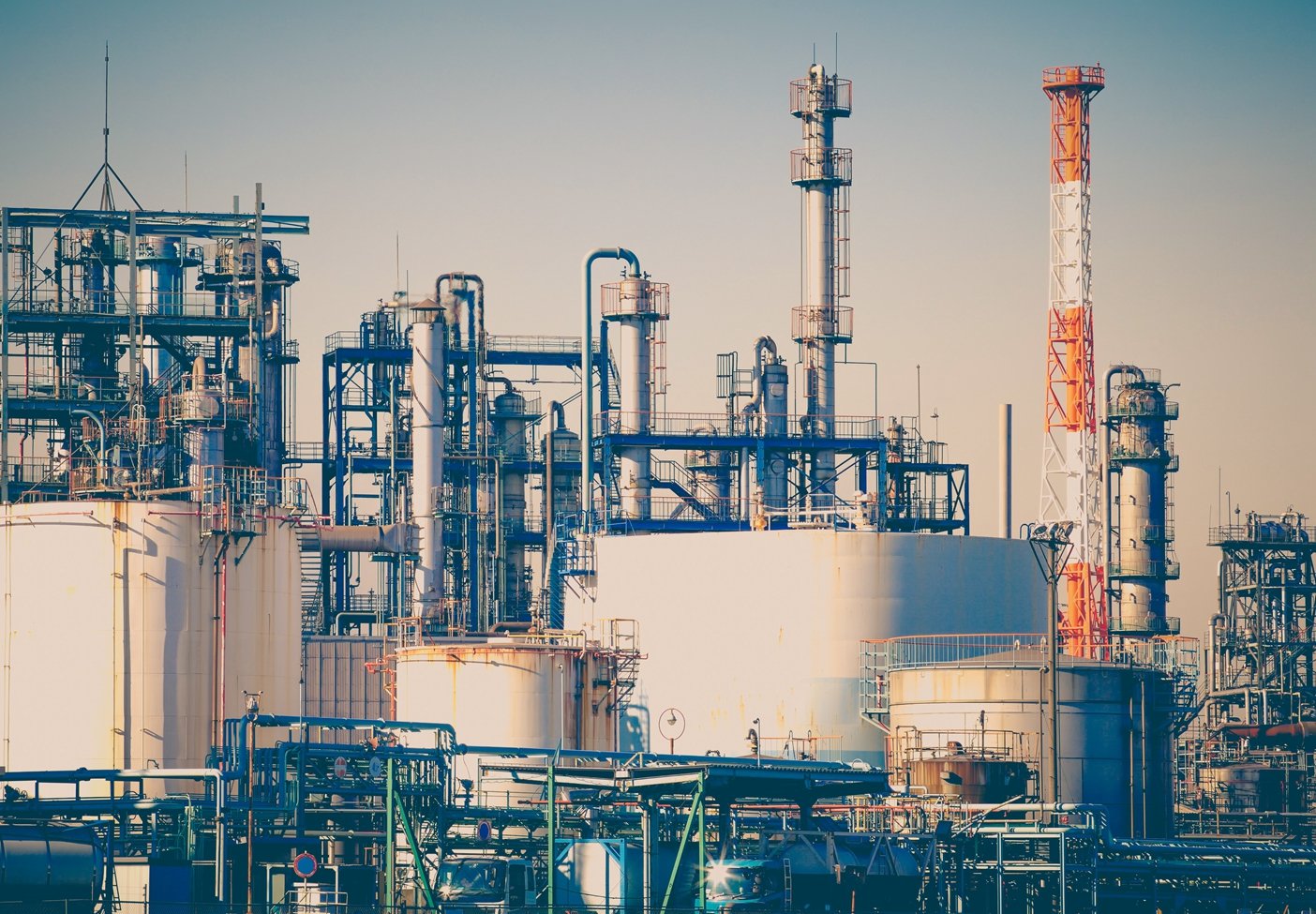 Wall26 - Industrial Oil Refinery Plant Zone Wall Mural - Removable Self-Adhesive Large Wallpaper (66x96 inches) - Perfect for Home Office, Industrial Decor & Accent Walls