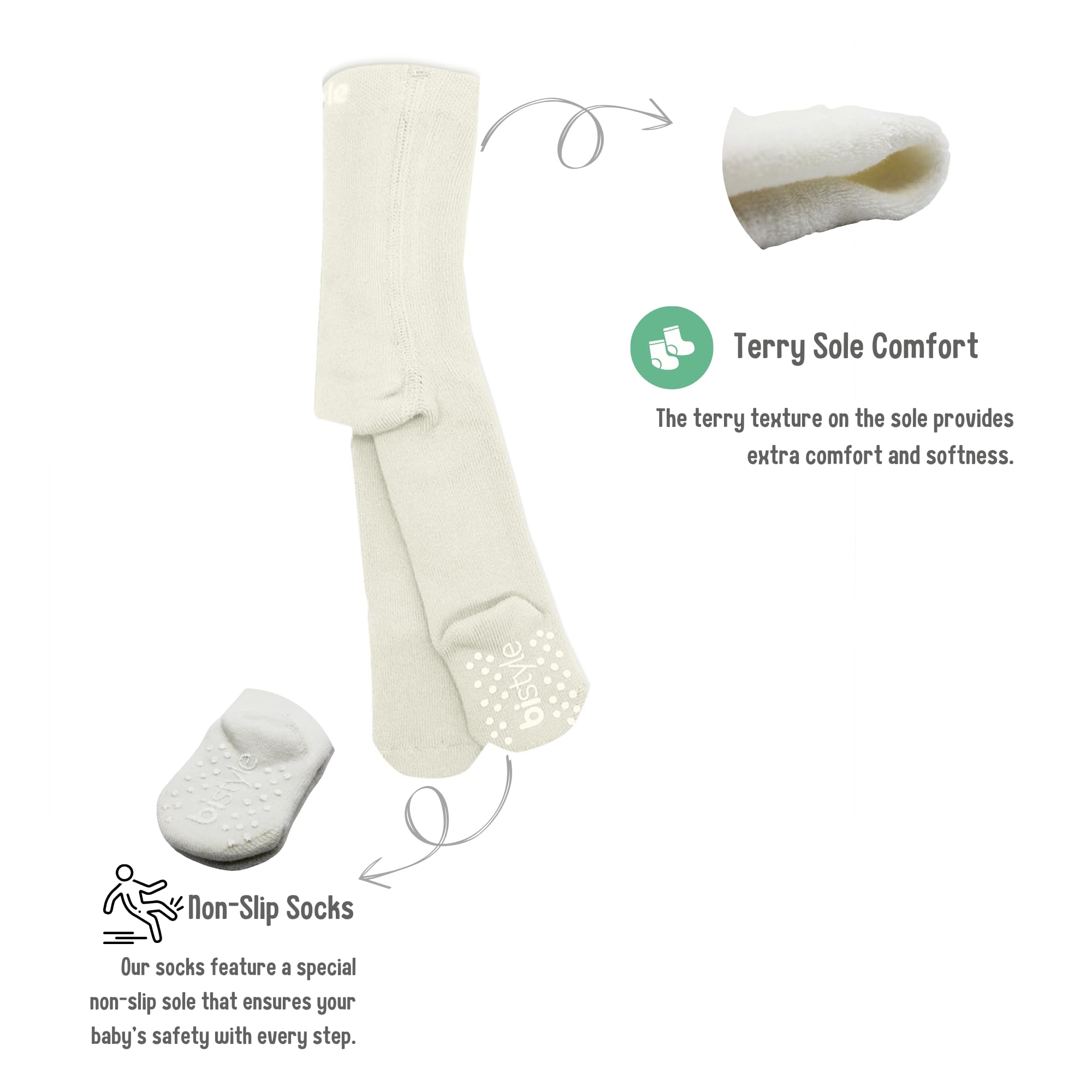 Bistyle Baby Girls Tights - Thick Soft Leggings | Warm Organic Cotton Stockings with Non-Slip Grip | Newborn Infant Toddler Winter Wear | Perfect for Playtime, Daycare & Family Outings