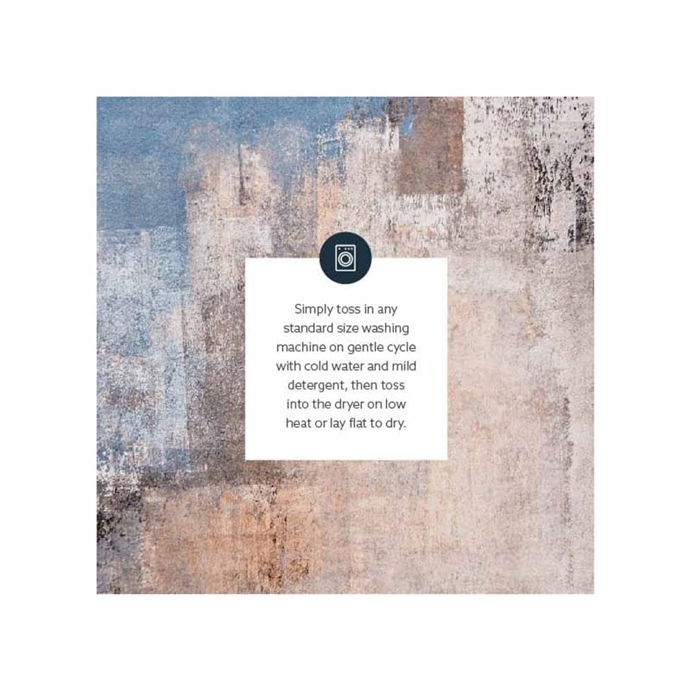 Linon Washable Keller Polyester 5'x7' Area Rug in Beige - Soft Non-Slip Living Room Rug for Bedroom, Dorm & Home Decor