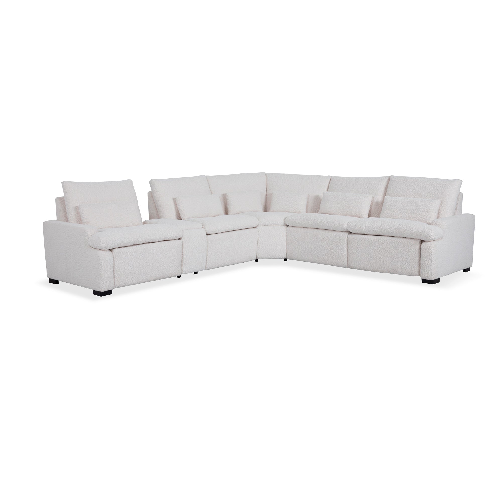 Fiona 6-Piece Power Reclining Sectional Sofa Set with USB Chargers - Modern L-Shaped Living Room Furniture for Home Theater & Family Gatherings
