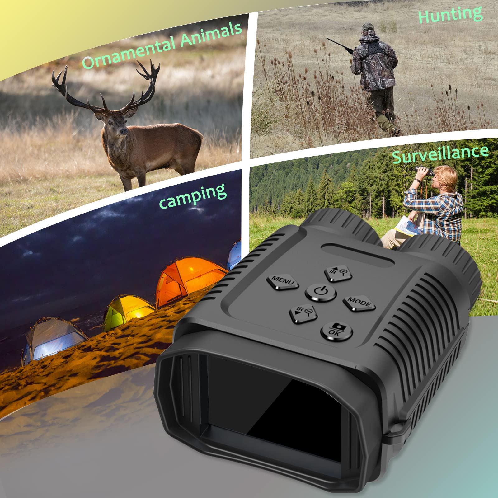 Mini Night Vision Goggles with 1080P HD & 12MP Starlight Camera - 300M Long Range, 2.4