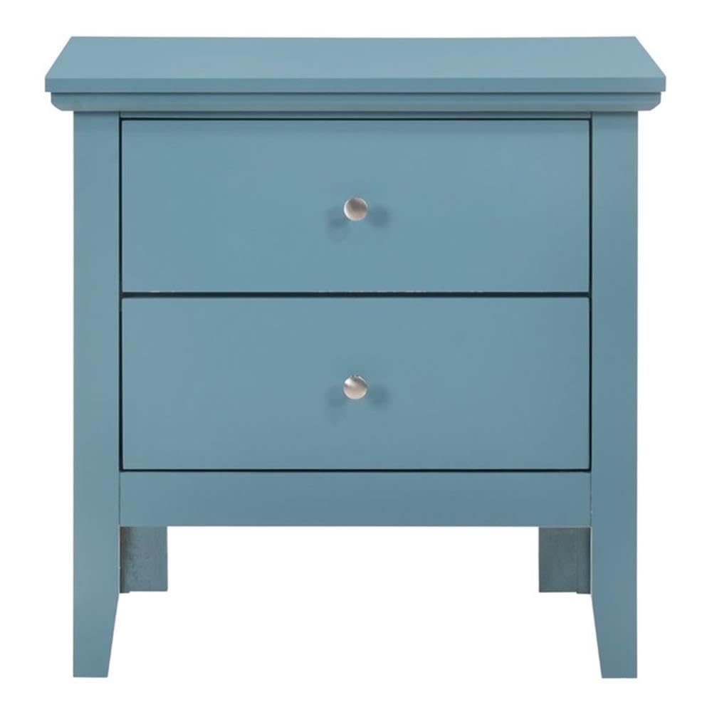 Glory Furniture Primo 2-Drawer Nightstand - Teal Blue Bedside Table for Bedroom, Living Room & Guest Room | Modern Storage Cabinet with Smooth Gliding Drawers