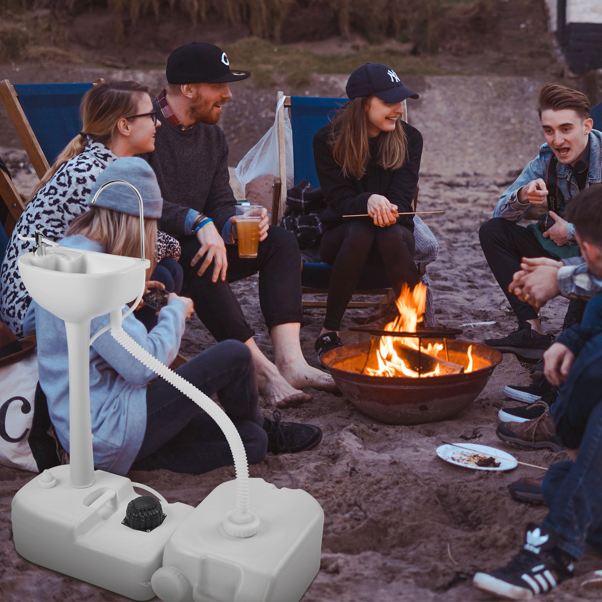 Yescom 17L Portable Camping Sink with 24L Water Tank - Foldable Outdoor Wash Basin for RV, Camping, Hiking & Travel | Perfect for Washing Dishes, Hands & Gear in Remote Areas