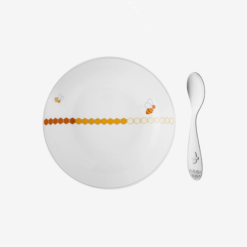 Christofle Beebee Baby Cereal Bowl & Spoon Set - BPA-Free Feeding Essentials for Infants - Perfect for Baby's First Solid Foods at Home or Travel