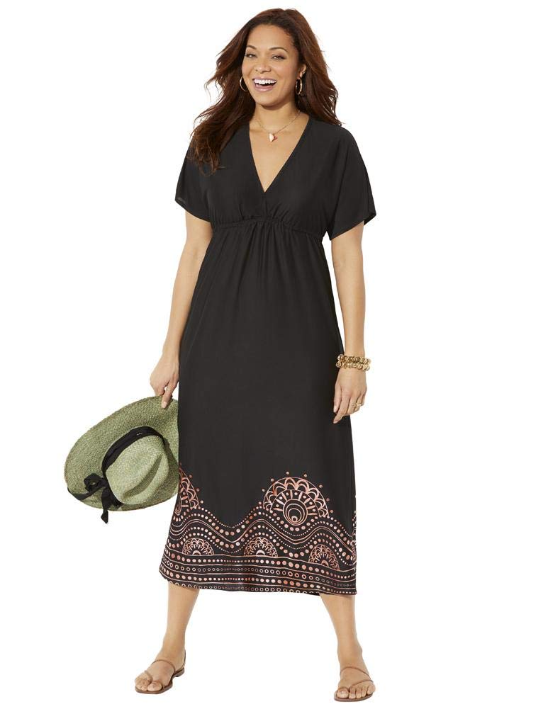 Plus Size Women's Swim Cover Up - Kate V-Neck Maxi Dress for Beach, Pool & Vacation | Flattering Swimwear for Curvy Figures