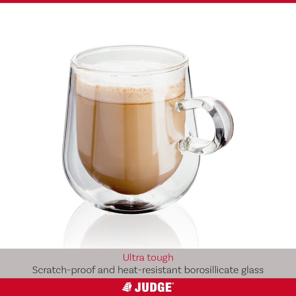 Premium Double Walled Glass Coffee Mugs Set of 2 - 275ml (9.3oz) Vacuum Insulated Handcrafted Artisan Cups for Hot & Cold Drinks - Perfect for Home, Office or Cafe Use