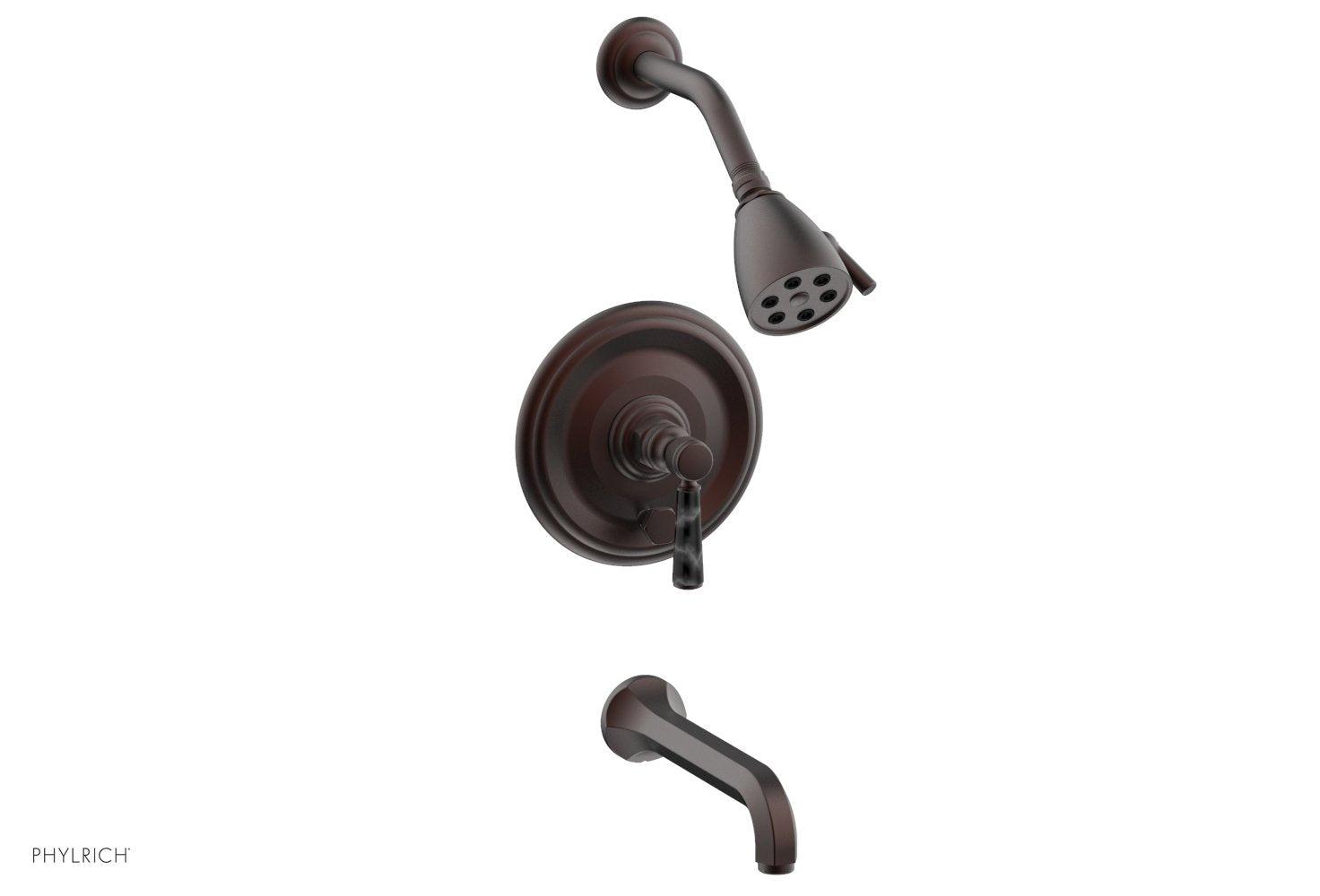 HEX TRADITIONAL Pressure Balance Tub and Shower Faucet Set - Black Marble Lever Handle 500 28 - Perfect for Modern Bathroom Renovation & Spa-Like Shower Experience