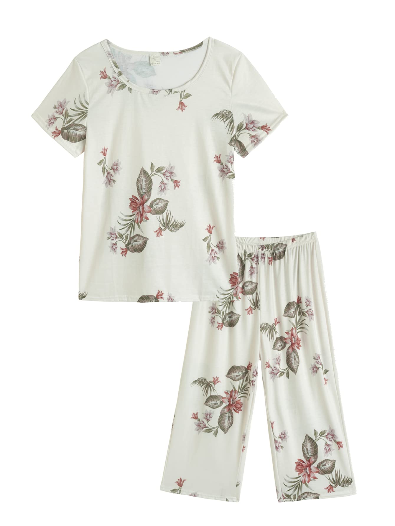 VENTELAN Plus Size Women's Capri Pajama Set - Comfy 2-Piece Sleepwear for Lounge & Sleep