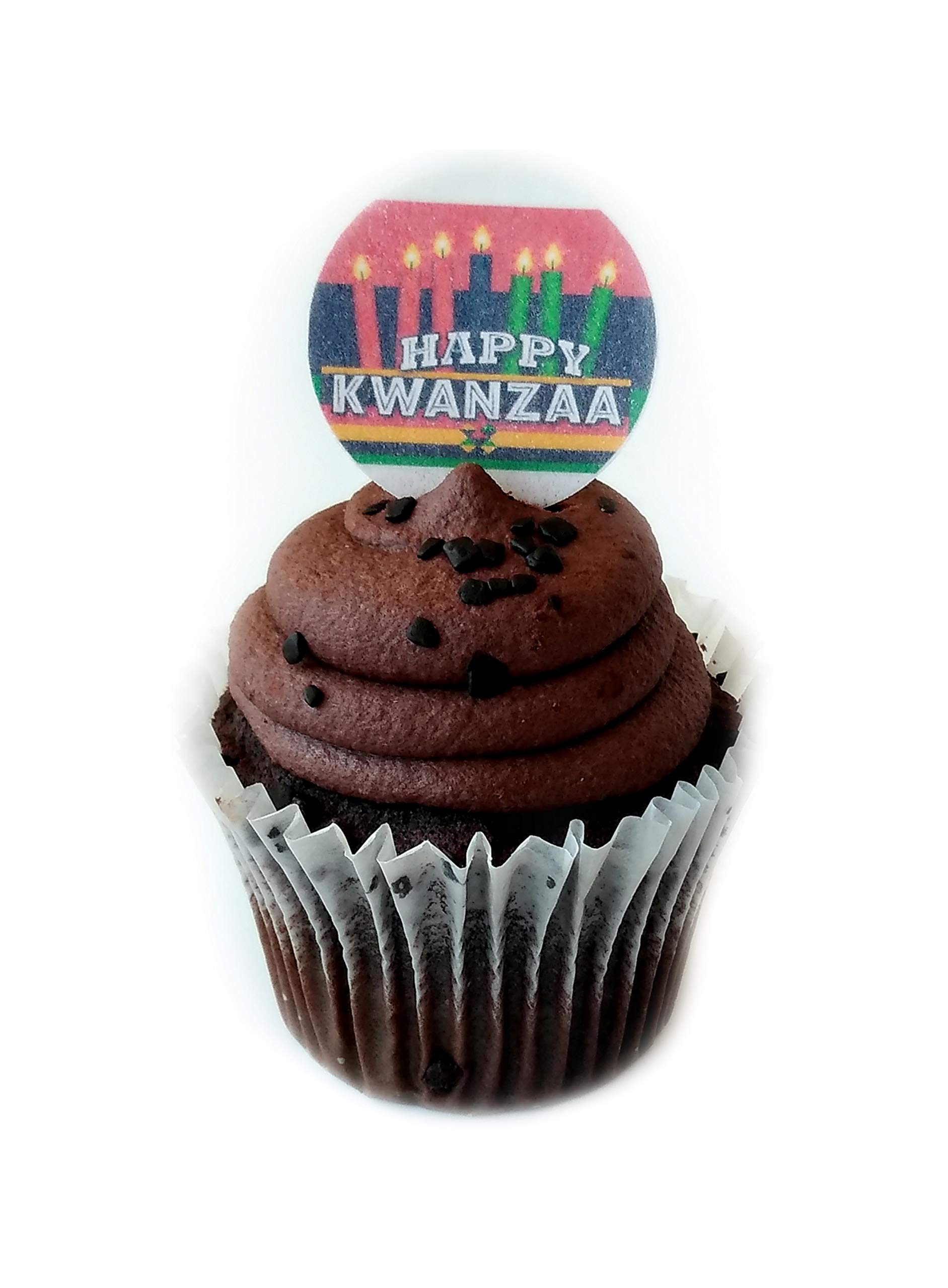 Happy Kwanzaa Candles Christmas Holiday Wafer Paper Cake Toppers 1.5 Inch - 24 Pack for Decorating Cookies, Cakes, Cupcakes & Desserts - Perfect for Holiday Baking, Party Decorations and Festive Celebrations