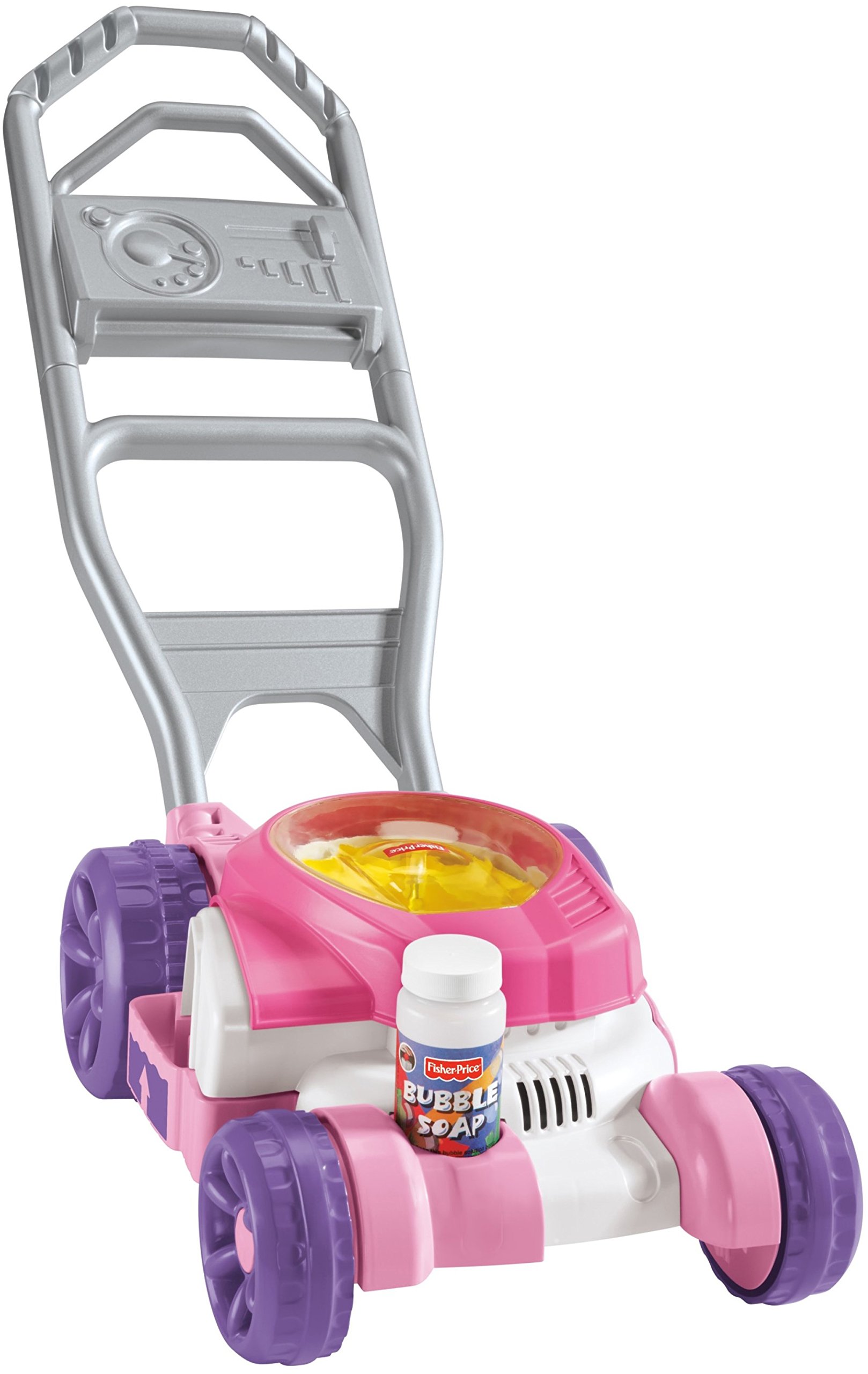 Fisher-Price Bubble Mower Toy for Toddlers - Pink Outdoor Push Lawn Mower for Kids, Pretend Play Gardening Toys for Backyard & Outdoor Fun