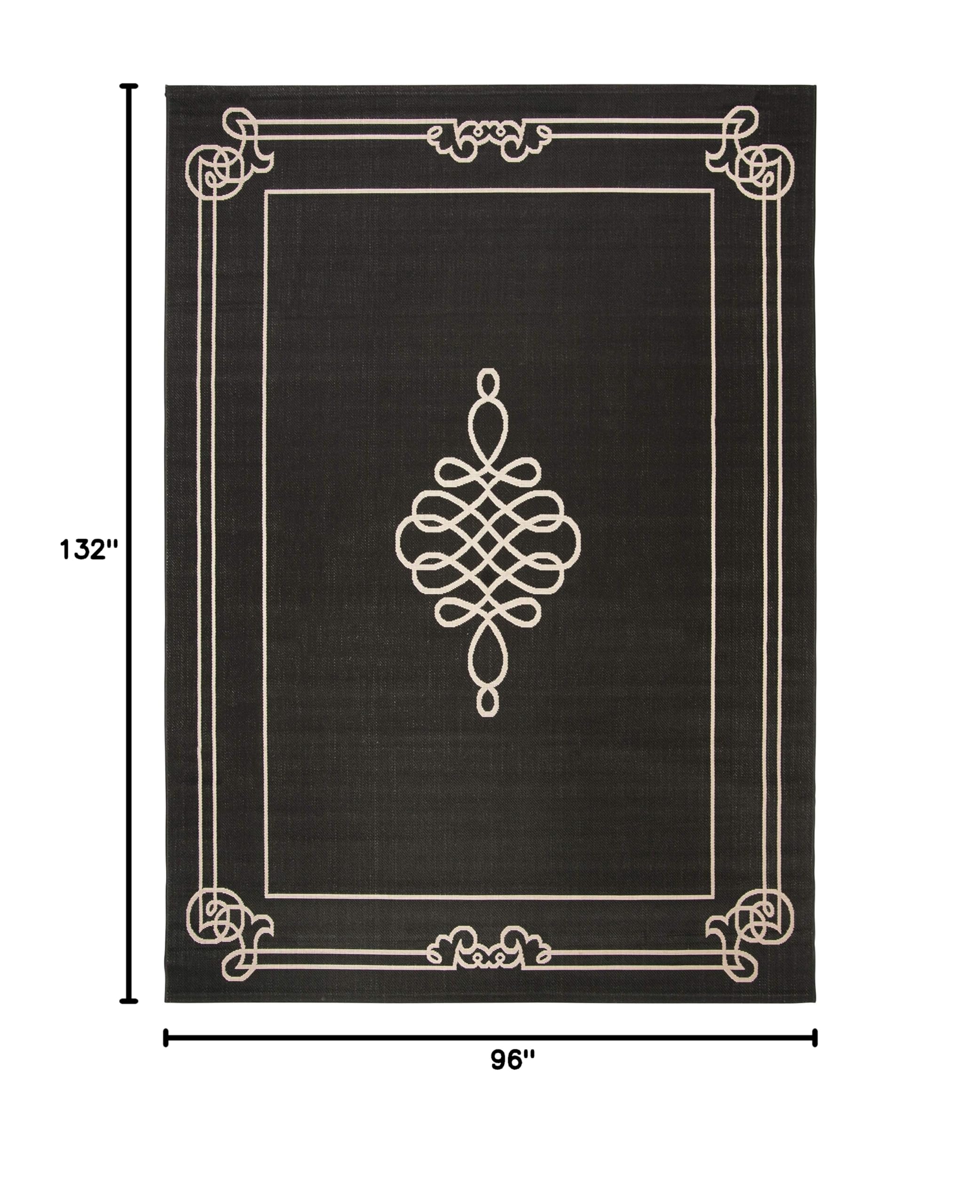 SAFAVIEH Courtyard Collection 8' x 11' Black & Cream Indoor Outdoor Rug - Waterproof, Easy Clean, Non-Slip Backing - Perfect for Patio, Backyard, Mudroom, Deck & Poolside Areas