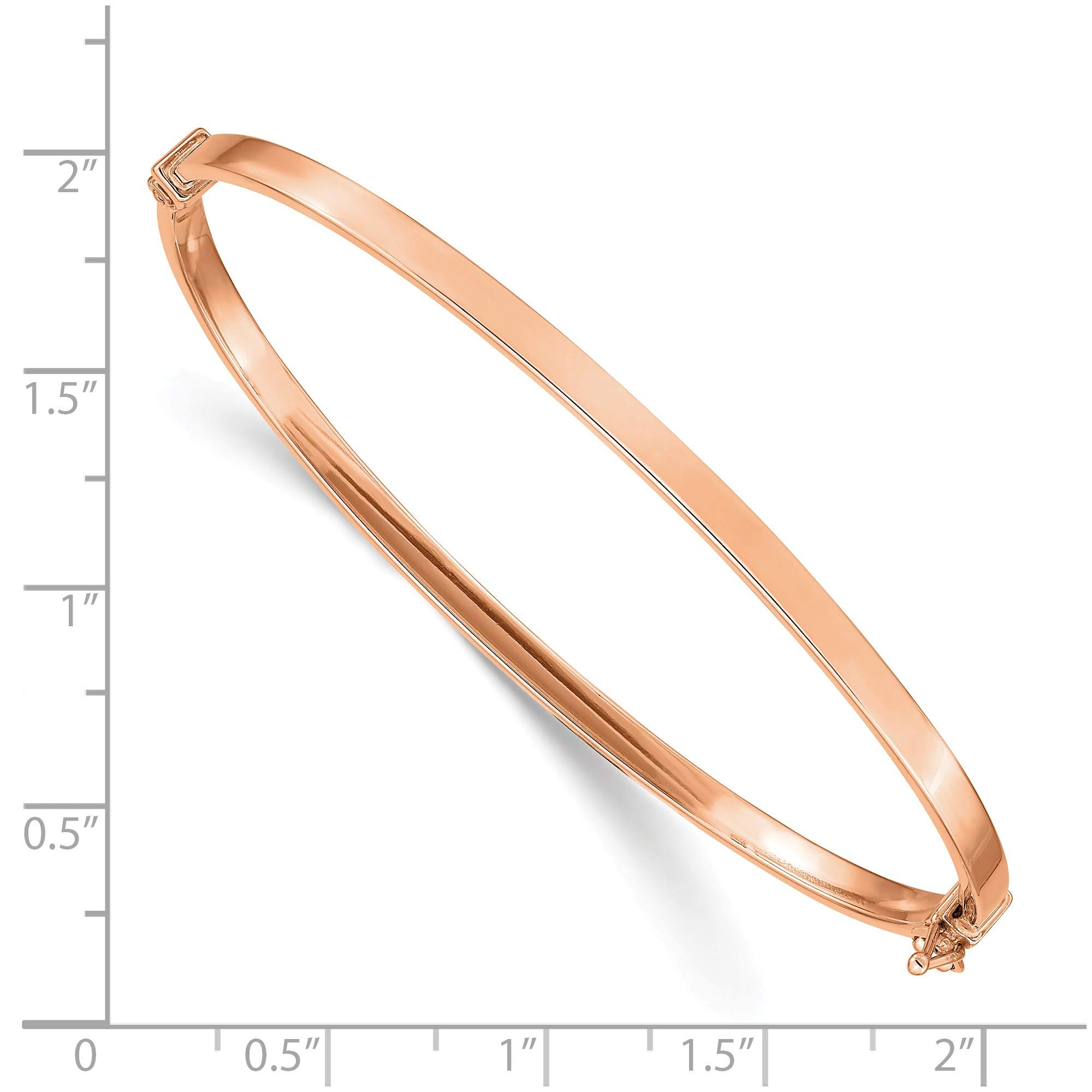 14k Rose Gold Polished Hinged Bangle Bracelet - 7 Inch Adjustable Length for Women - Elegant Jewelry Gift for Anniversary, Wedding & Special Occasions