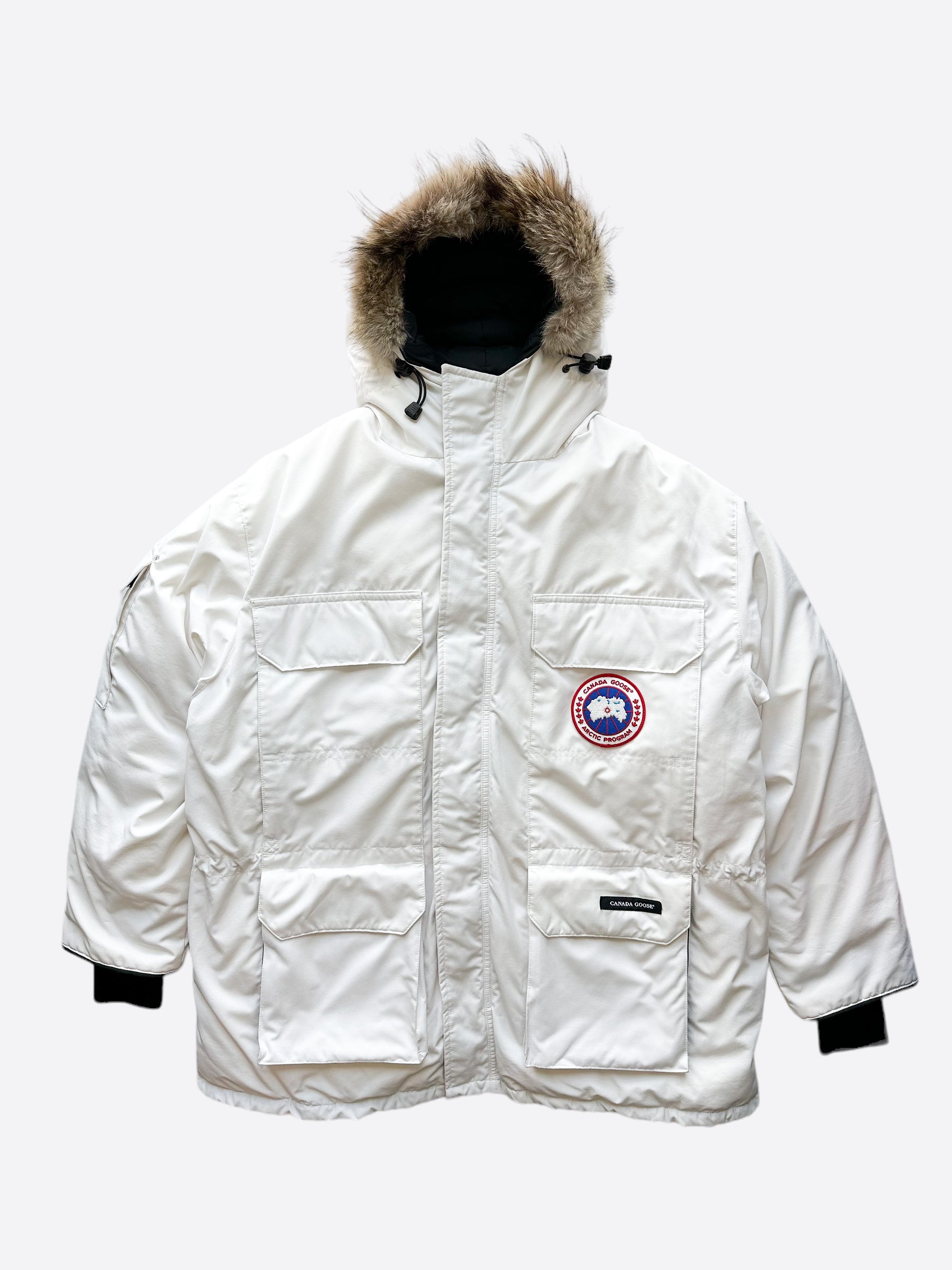 Canada Goose White Expedition Parka for Men - Premium Winter Jacket with Fur Trim Hood - Perfect for Extreme Cold Weather & Outdoor Adventures