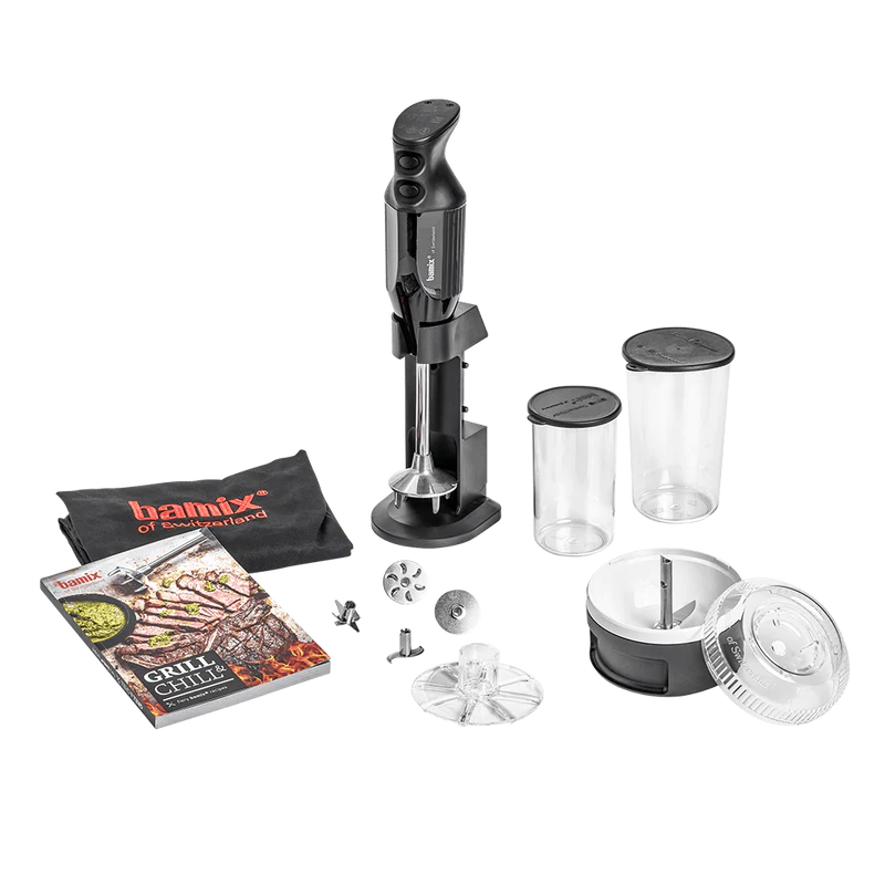 Bamix® Professional Grill & Chill Immersion Blender Set - 300W Powerful Hand Blender with 5 Attachments for Smoothies, Soups & Cocktails - Perfect for Kitchen, Restaurant & Outdoor Cooking (Duty Free)