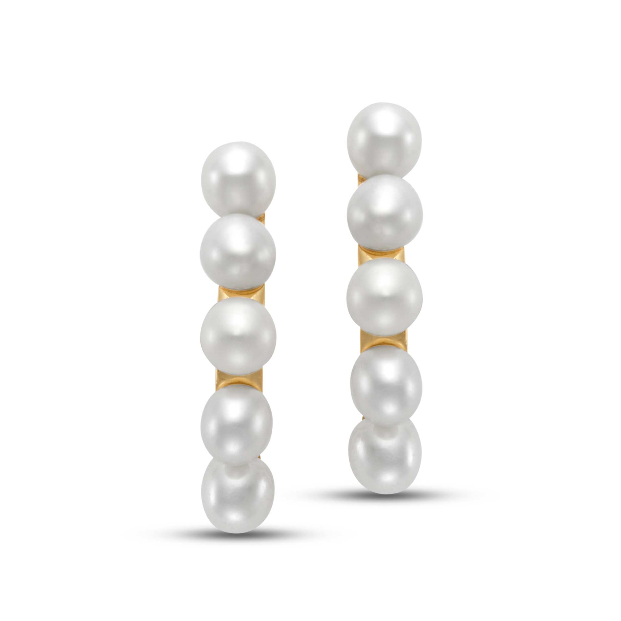 14K Yellow Gold Freshwater Pearl Huggie Hoop Earrings for Women - Perfect for Everyday Wear, Date Nights & Special Occasions