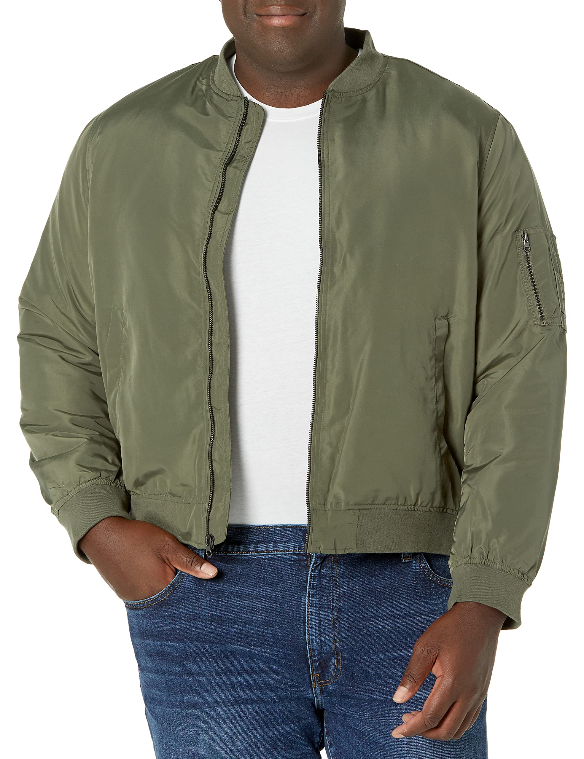 Amazon Essentials Men's Midweight Bomber Jacket - Lightweight Water-Resistant Windbreaker for Casual & Outdoor Wear | Perfect for Fall, Spring & Travel