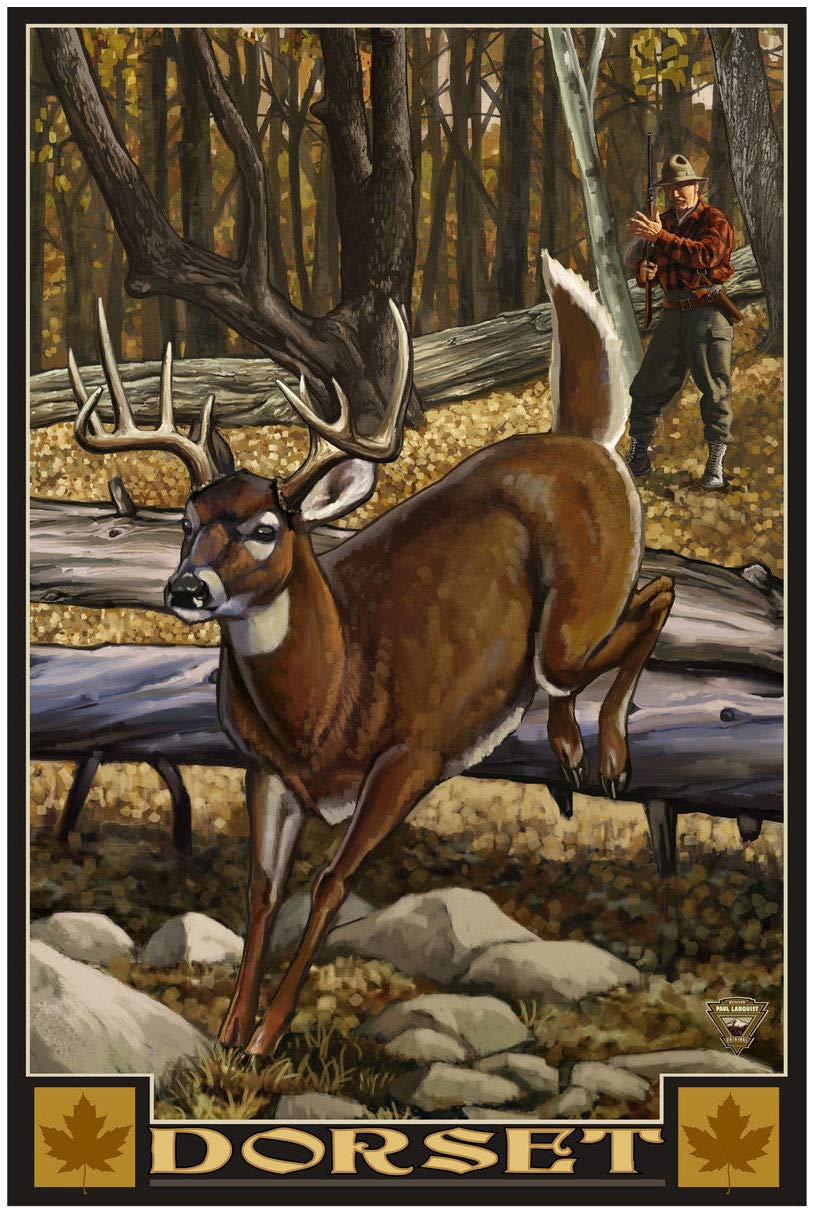 Paul A. Lanquist Whitetail Deer Hunting Art Print - Premium 30x45 Inch Giclee Poster for Cabin Decor, Man Cave & Outdoor Enthusiasts - Dorset Canada Wildlife Wall Art