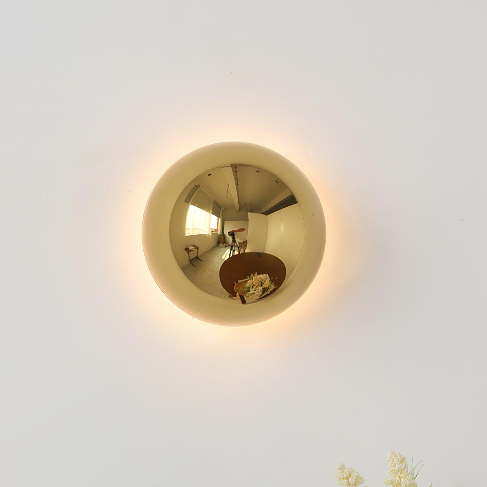 Elegant Aurum Sphere Wall Sconce - Modern Gold LED Light Fixture for Living Room, Bedroom, or Hallway Decor