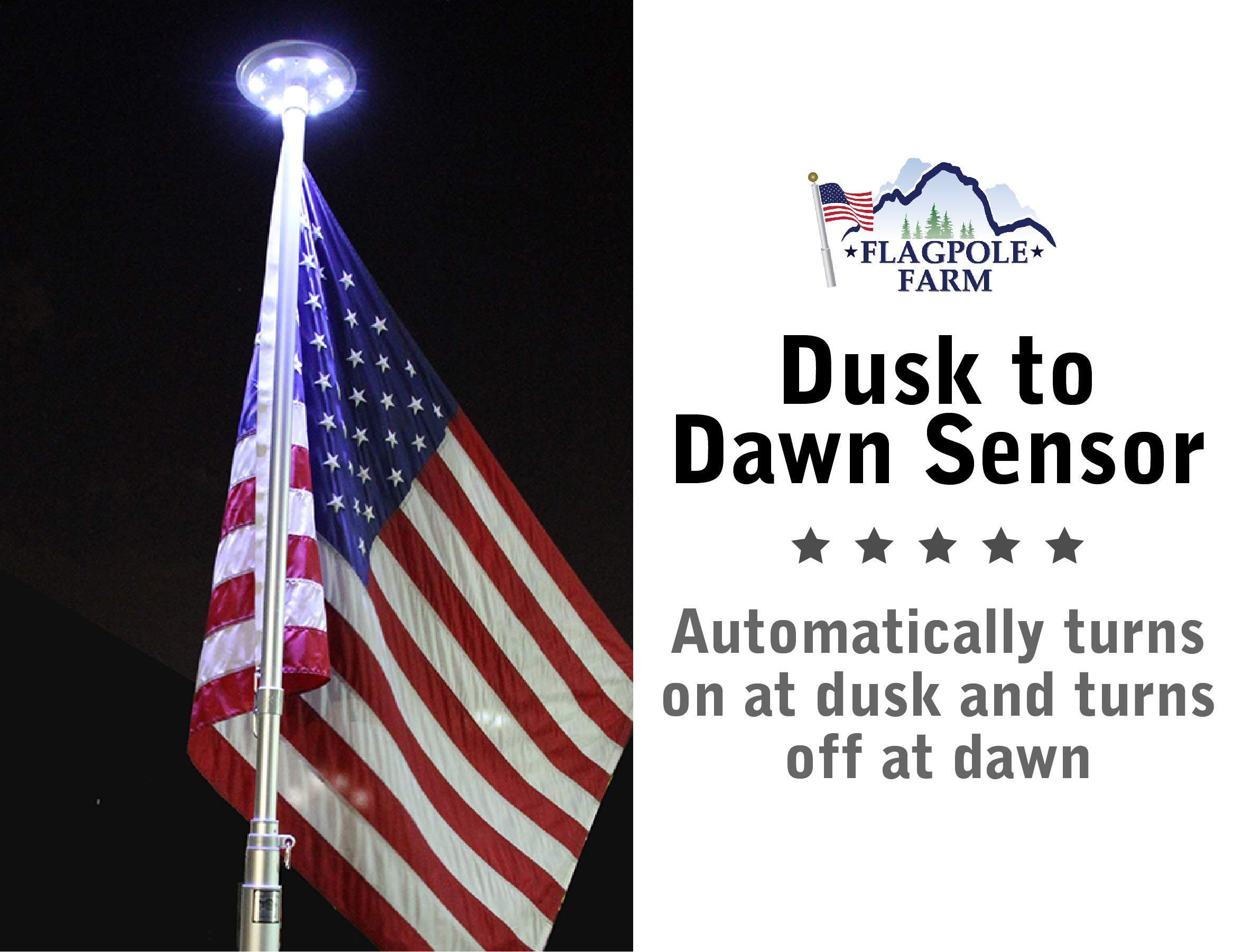 Titan Solar Flag Pole Light with 6 Bright LED Lights - 287 Lux Downlight for 15-25 Ft Flagpoles | 1/2 Inch Fitting | Auto Dusk to Dawn Sensor | Perfect for Backyard, Garden, and Patriotic Display Lighting