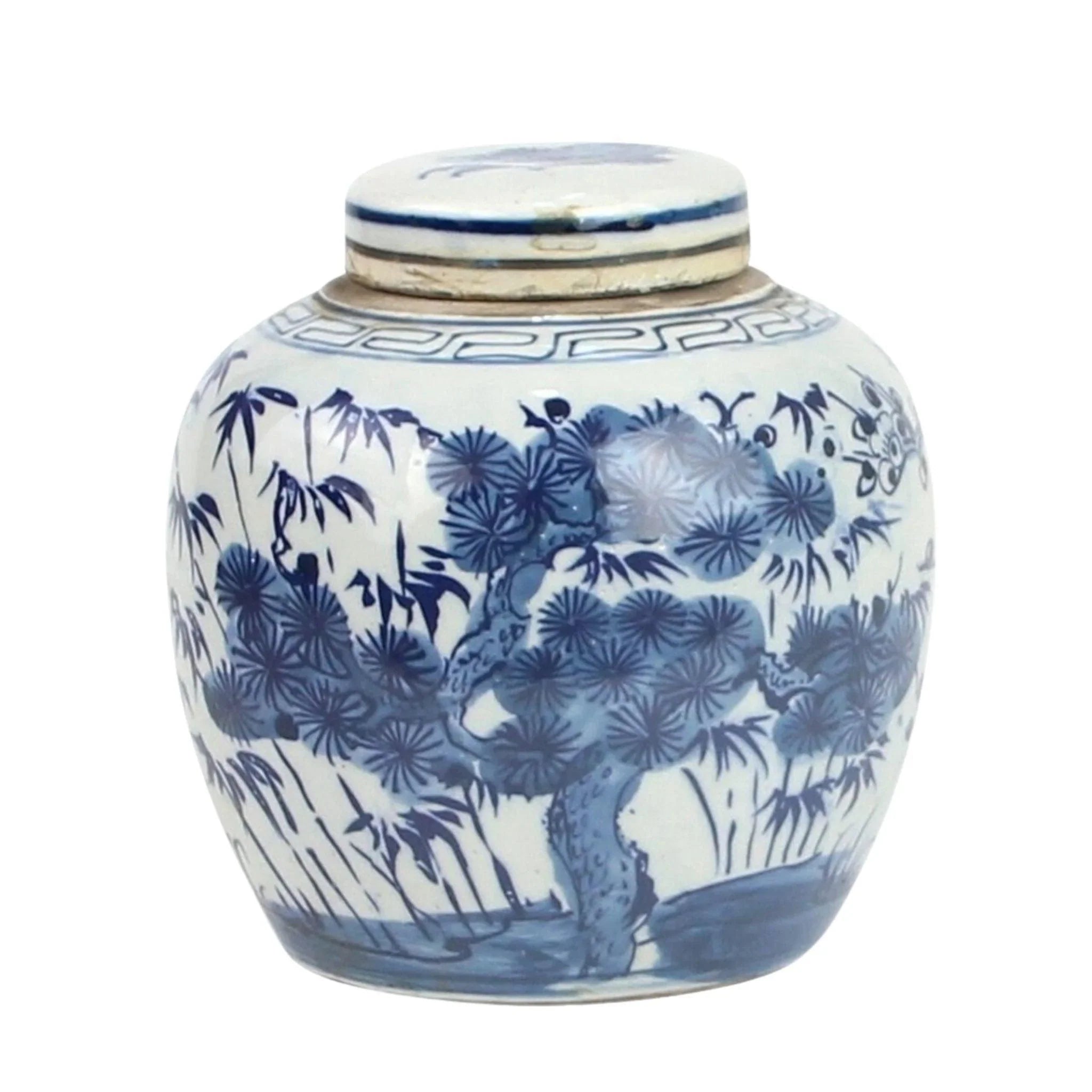 Blue and White Pine Tree Mini Jar - Decorative Ceramic Jar for Home Decor, Office Desk, Gift Giving | Perfect for Storing Small Items, Candles, or as a Stylish Accent Piece