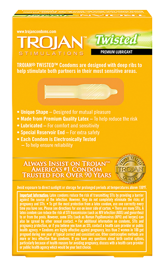 Trojan Twisted Condoms - Ultra Thin, Ribbed & Textured for Enhanced Pleasure - Best for Couples & Sensual Intimacy