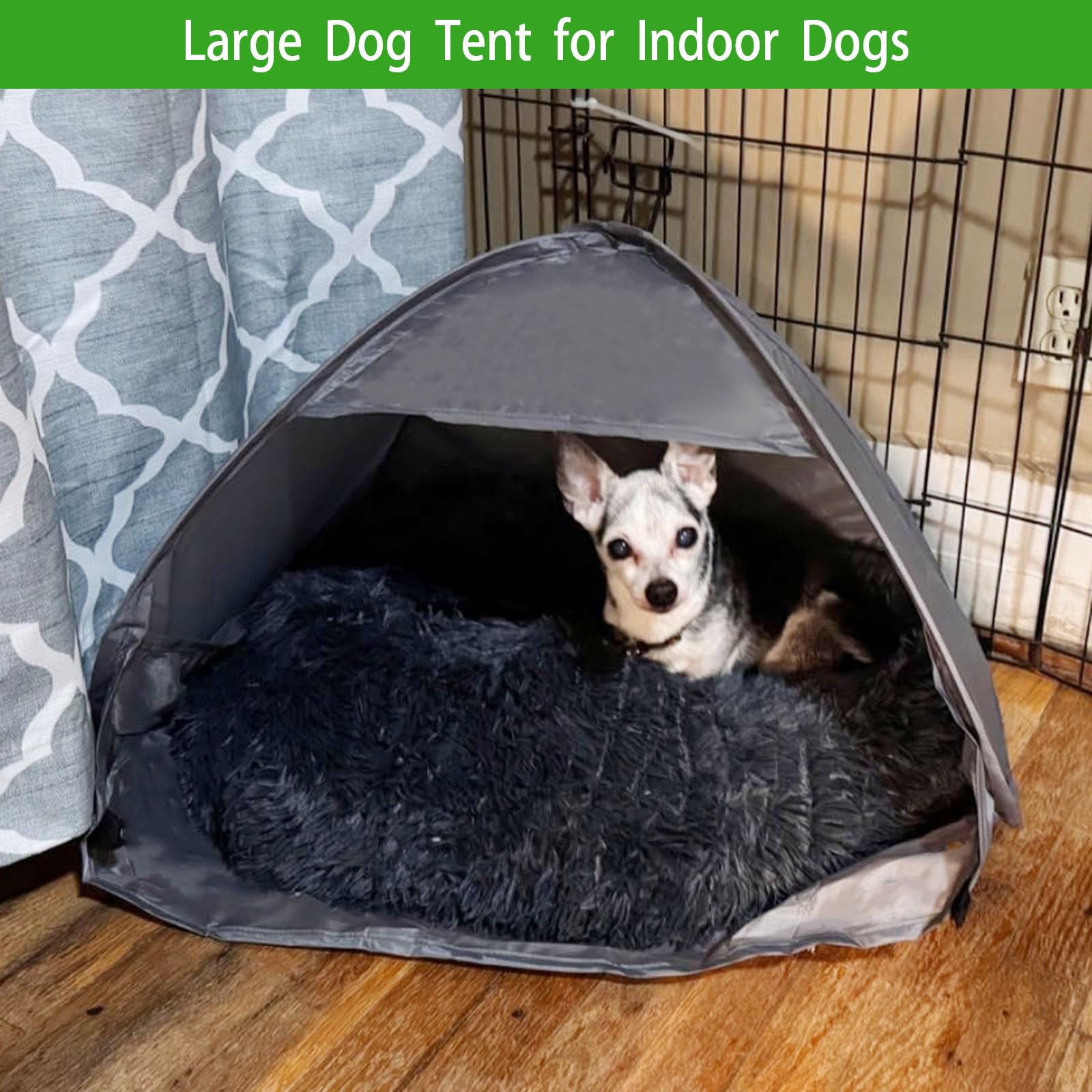 Large Foldable Cat Tent - Waterproof Portable Pet Tent for Indoor & Outdoor Use - Pop Up Cat Bed & Dog Tent, Grey - Perfect for Camping, Travel, and Backyard Relaxation