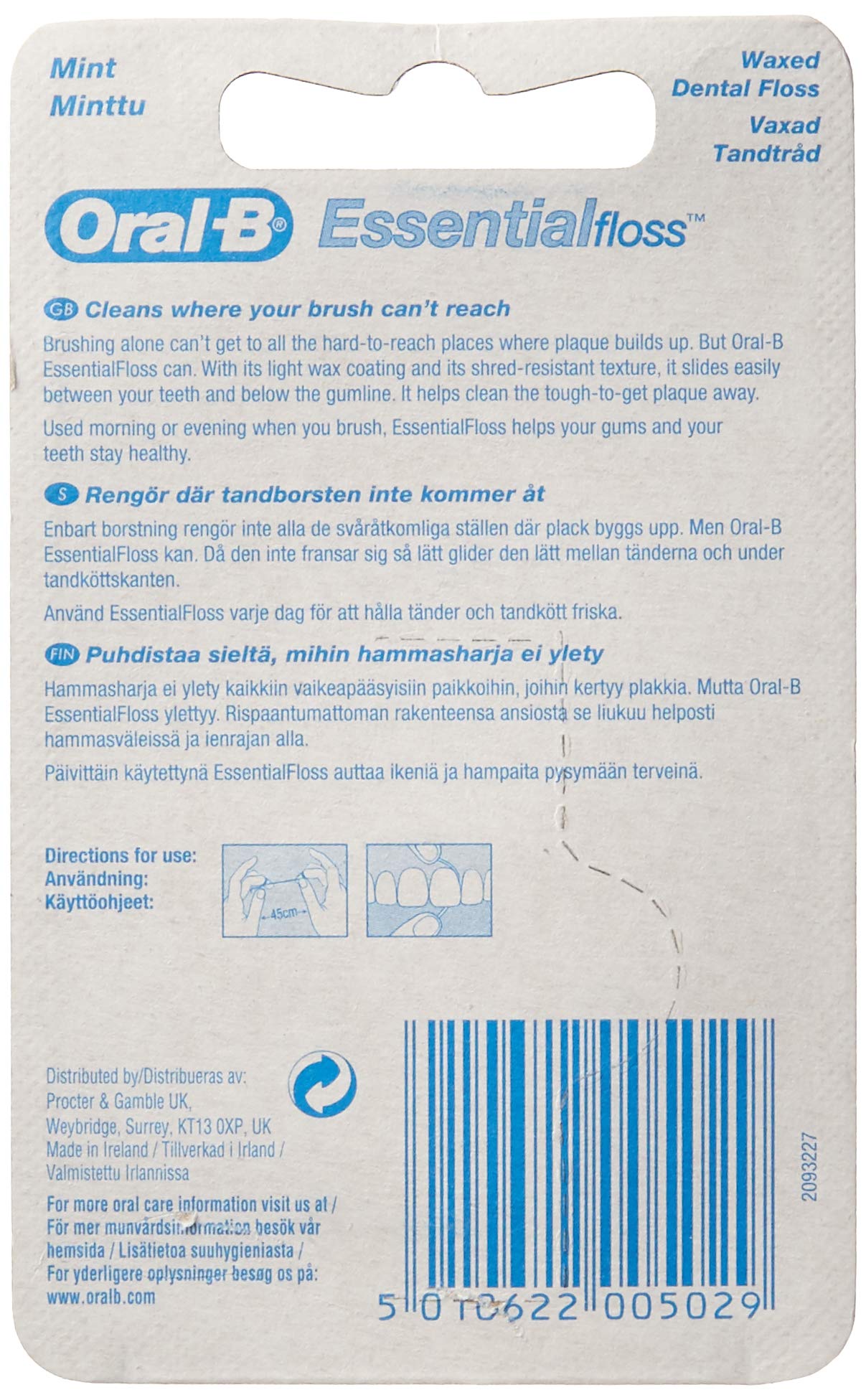 Oral-B Mint Essential Floss | Waxed Dental Floss for Strong Teeth & Fresh Breath (Pack of 6) | Perfect for Travel, Home & Office Use