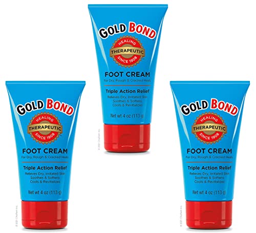 Gold Bond Foot Cream 4 oz (Pack of 3) - Moisturizing & Healing Foot Care for Dry, Cracked Feet - Perfect for Daily Use at Home, Travel & Post-Pedicure Care