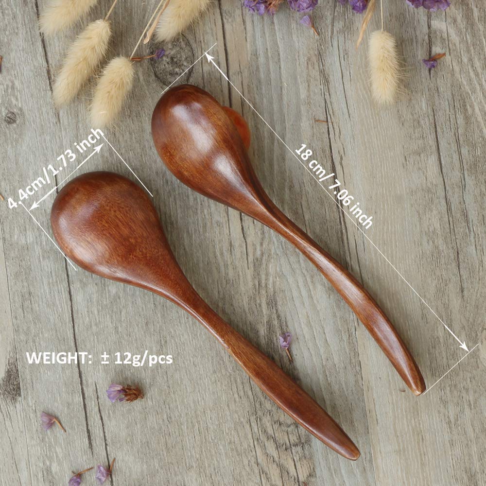 ADLORYEA 6-Piece Handmade Natural Wooden Spoons Set - Eco-Friendly Kitchen Utensils for Cooking, Mixing, Serving Soup, Coffee, Salad, Desserts, Chips, Snacks, Cereal & Fruit - Perfect for Home, Restaurant & Outdoor Picnics